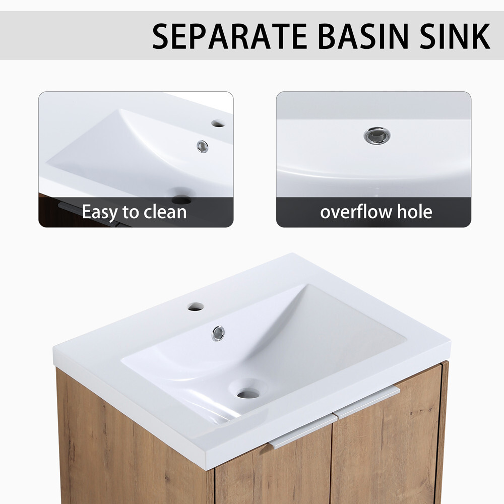60″ 72″ 84″ Wall Mounted Bathroom Vanity w/Sink, Floating Cabinet Storage Rack