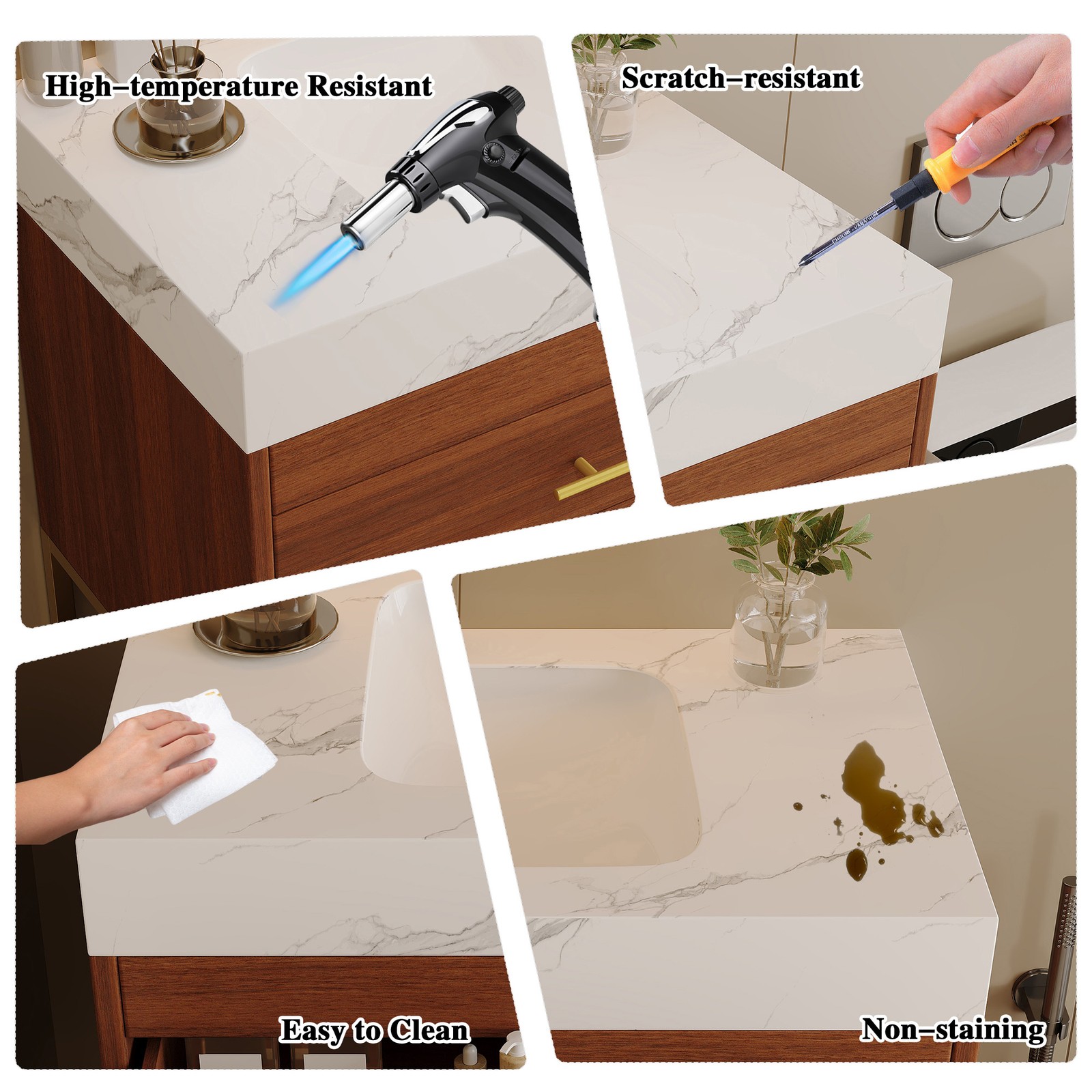 29.9″ Modern Bathroom Vanity with Sintered Stone Top & Ceramic Sink