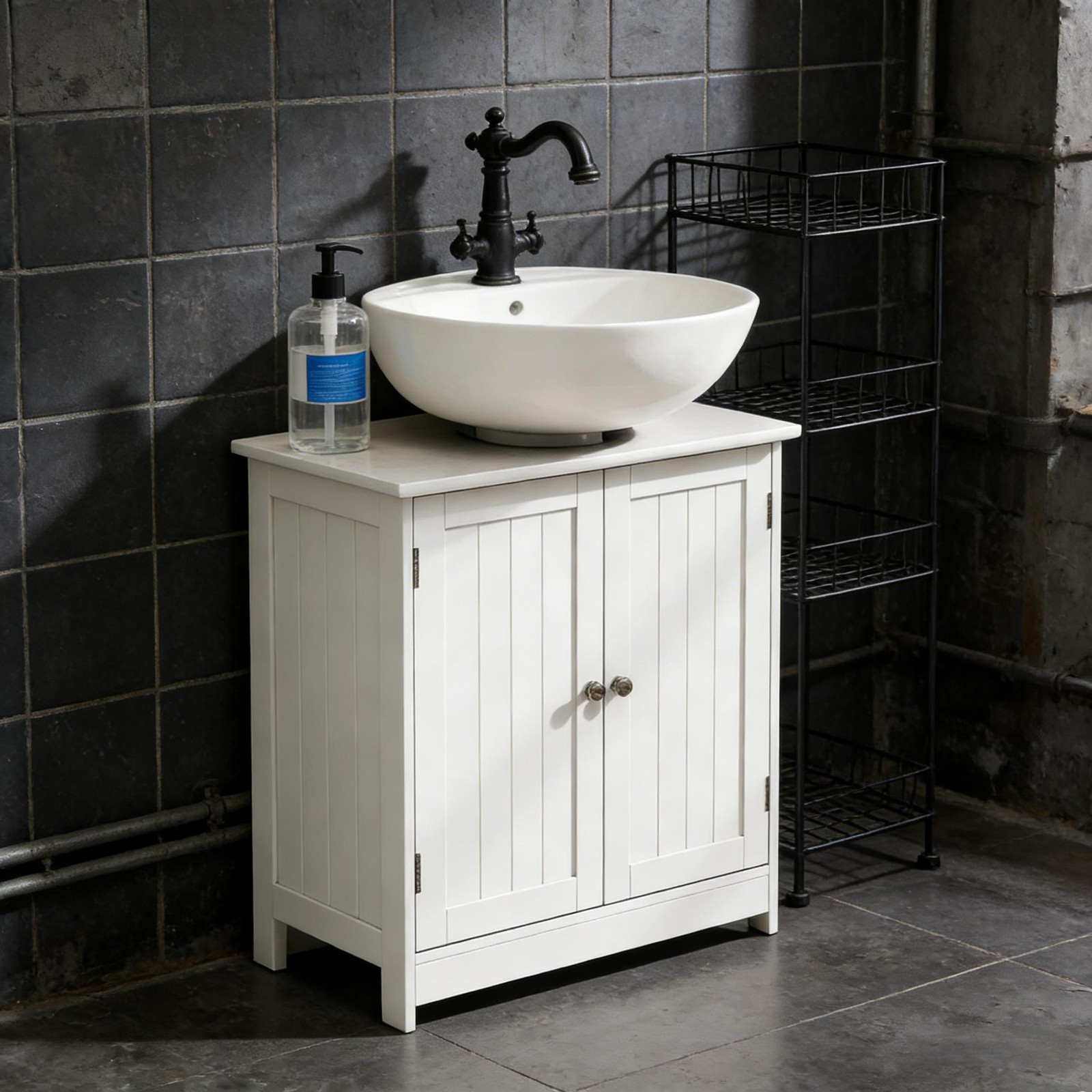 Pedestal Sink Storage Cabinet, Under Sink Bathroom Cabinet, White