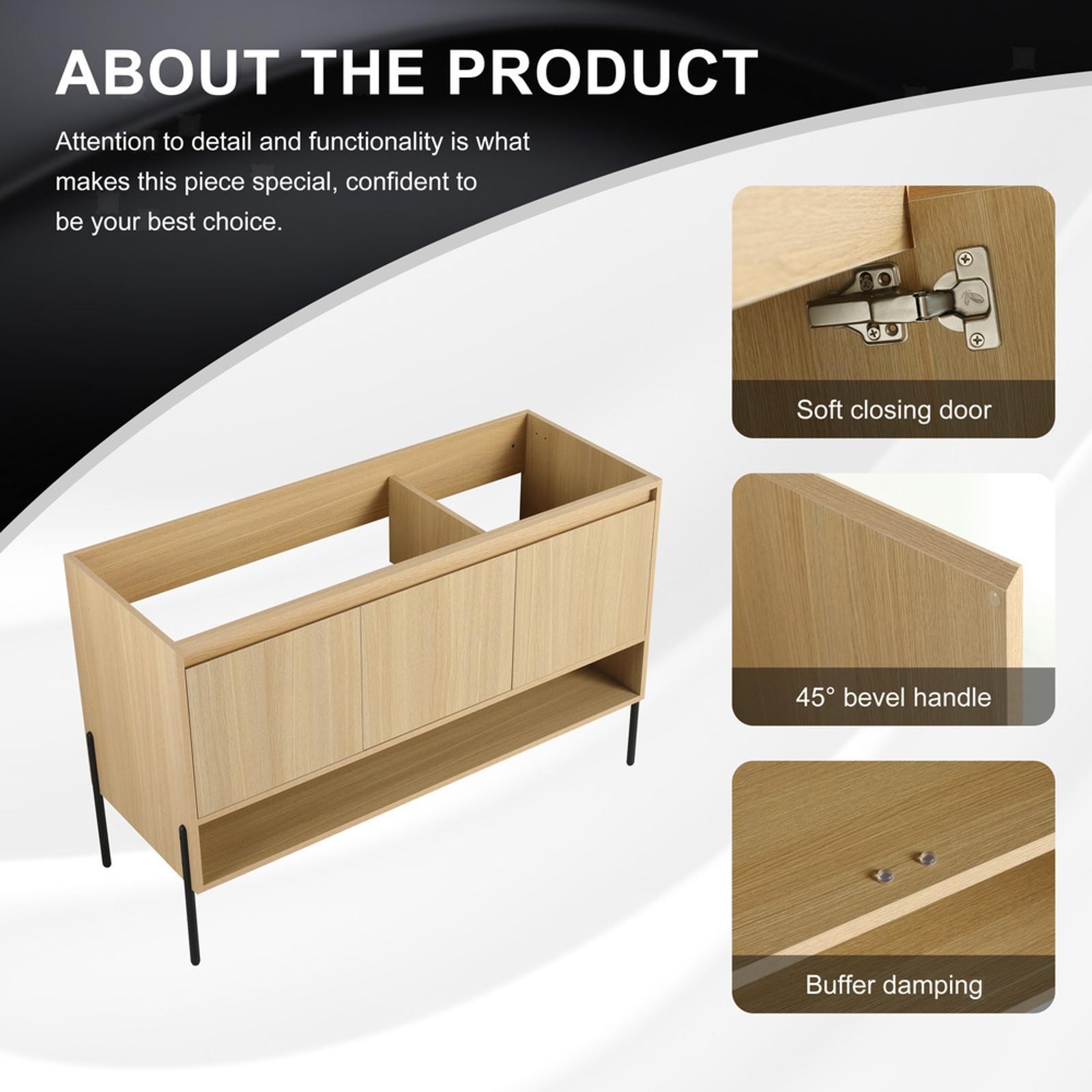 Modern 48″ Bathroom Vanity with Thick Plank Construction,
