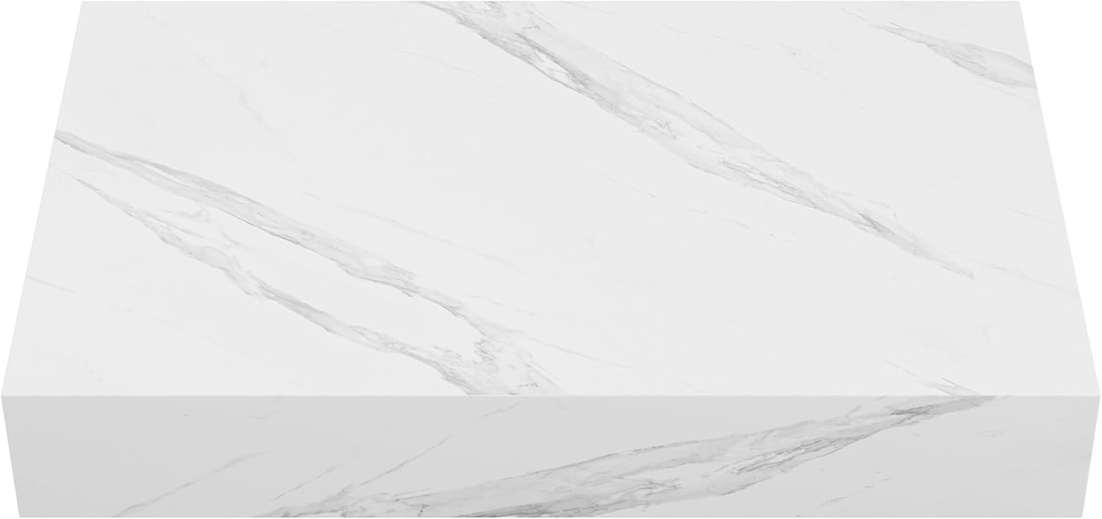 Monaco 36″ White Marble Floating Vanity with Vessel Sink for Bathroom