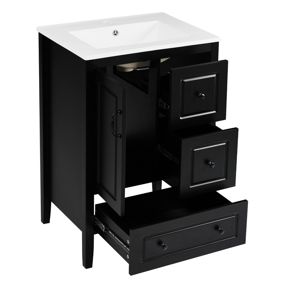 24 inch Bathroom Vanity with Sink, One Cabinet with Soft-closing Door
