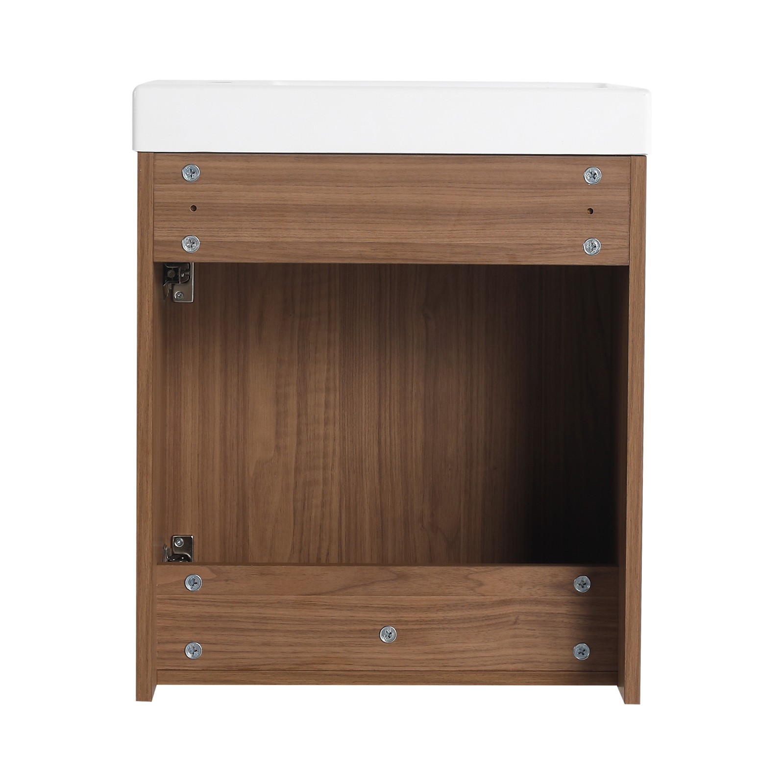 18.5″ Walnut Wall Mounted Floating Bathroom Vanity W/ Door Storage W/ Resin Sink