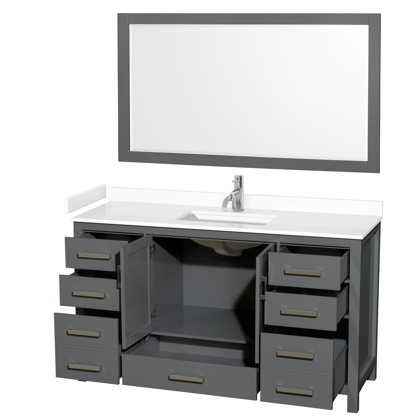 Wyndham Collection WCS141460S-VCA-M58 Sheffield 60″ – White / Carrara Cultured