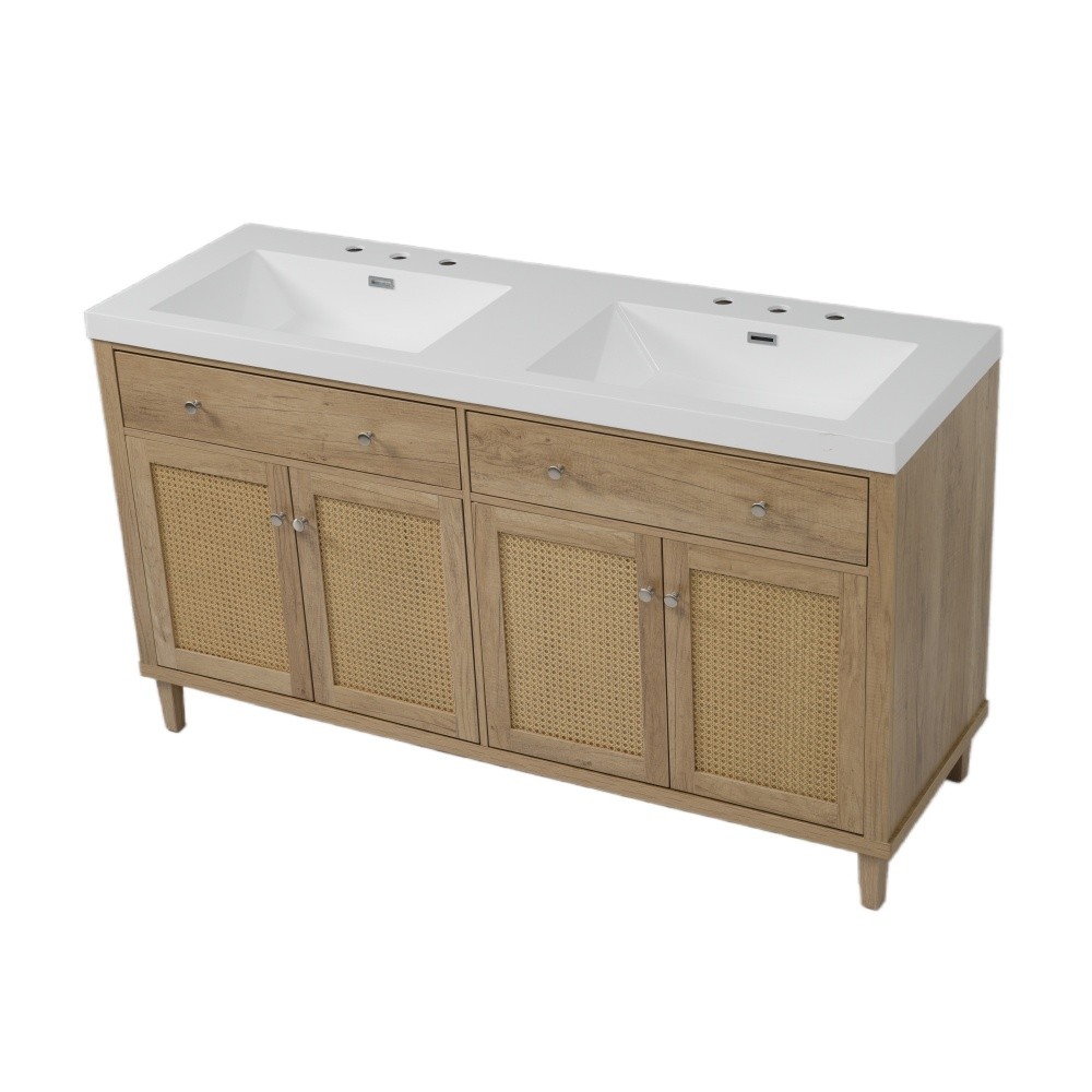 60 Inch Bathroom Vanity with Double Sink ( SMC Sink ), Large Storage Space