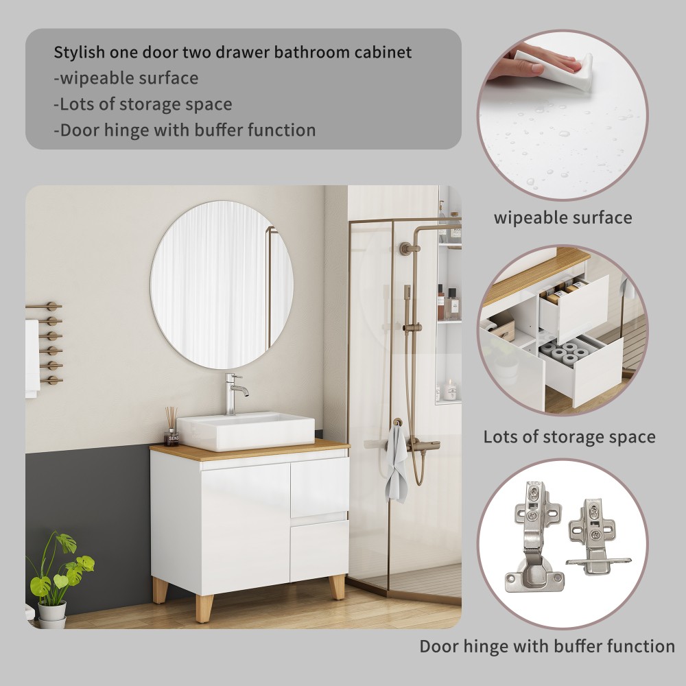 Bathroom Vanity W Sink Features 1 Door A 2 Drawers Includes Soft-Close Mechanism
