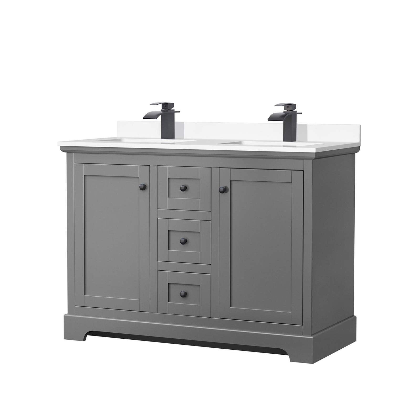 Wyndham Collection WCV232348D-VCA-MXX Avery 48″ – Dark Gray / White Cultured