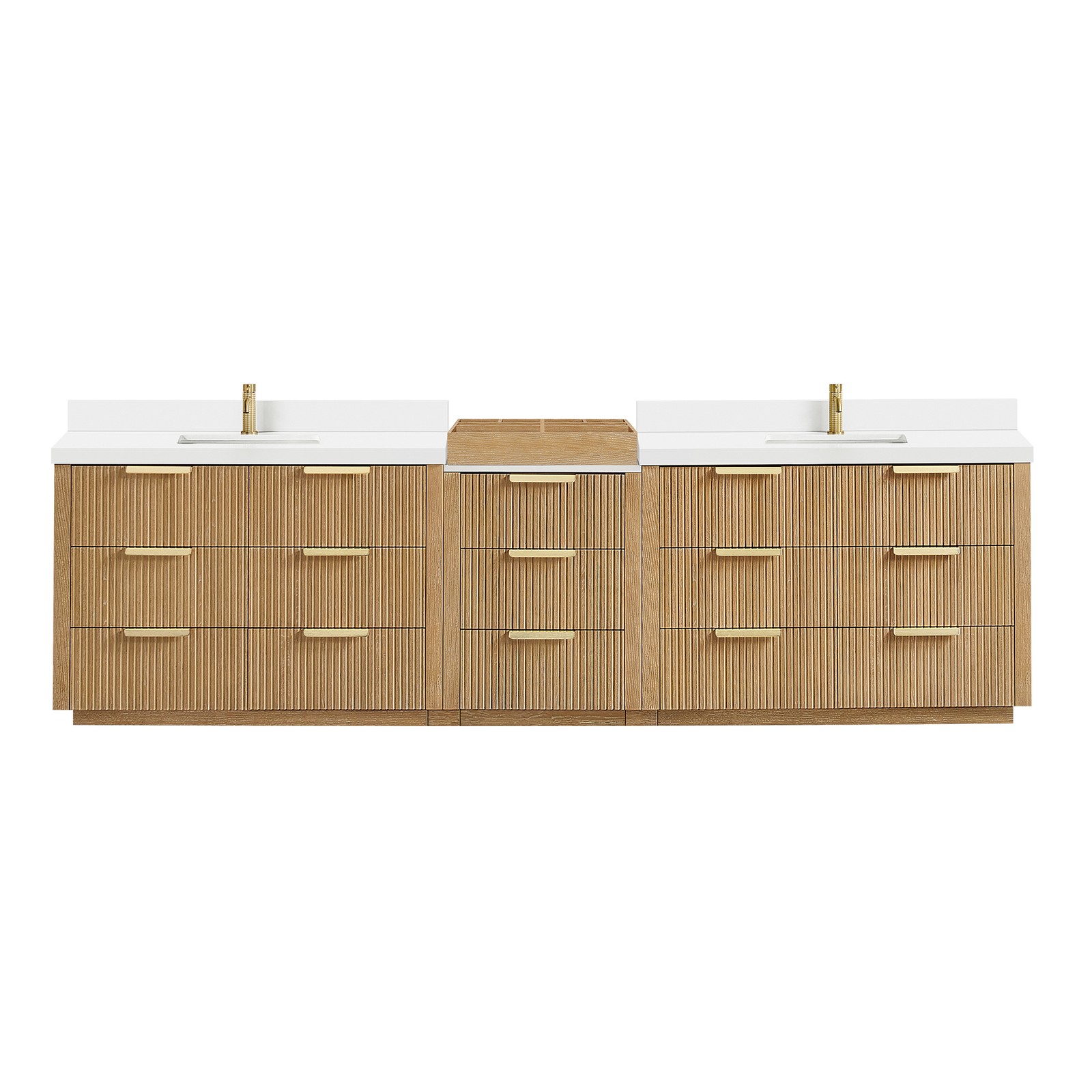 Santarem 120″ Combine Double Vanity in Washed Ash Grey with Quartz Stone Top