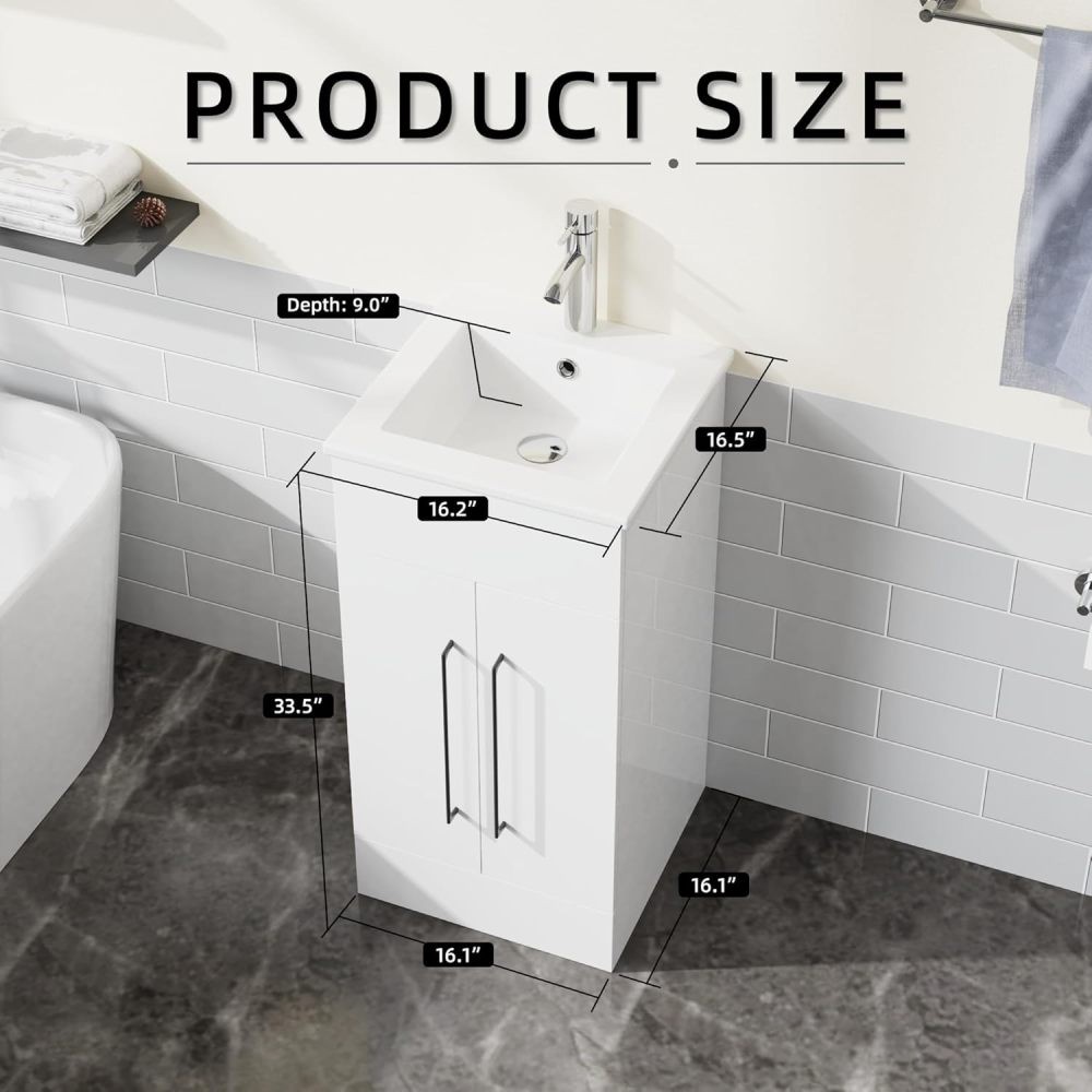Bathroom Vanity W Single Basin Sink Features White Basin Includes Double Doors