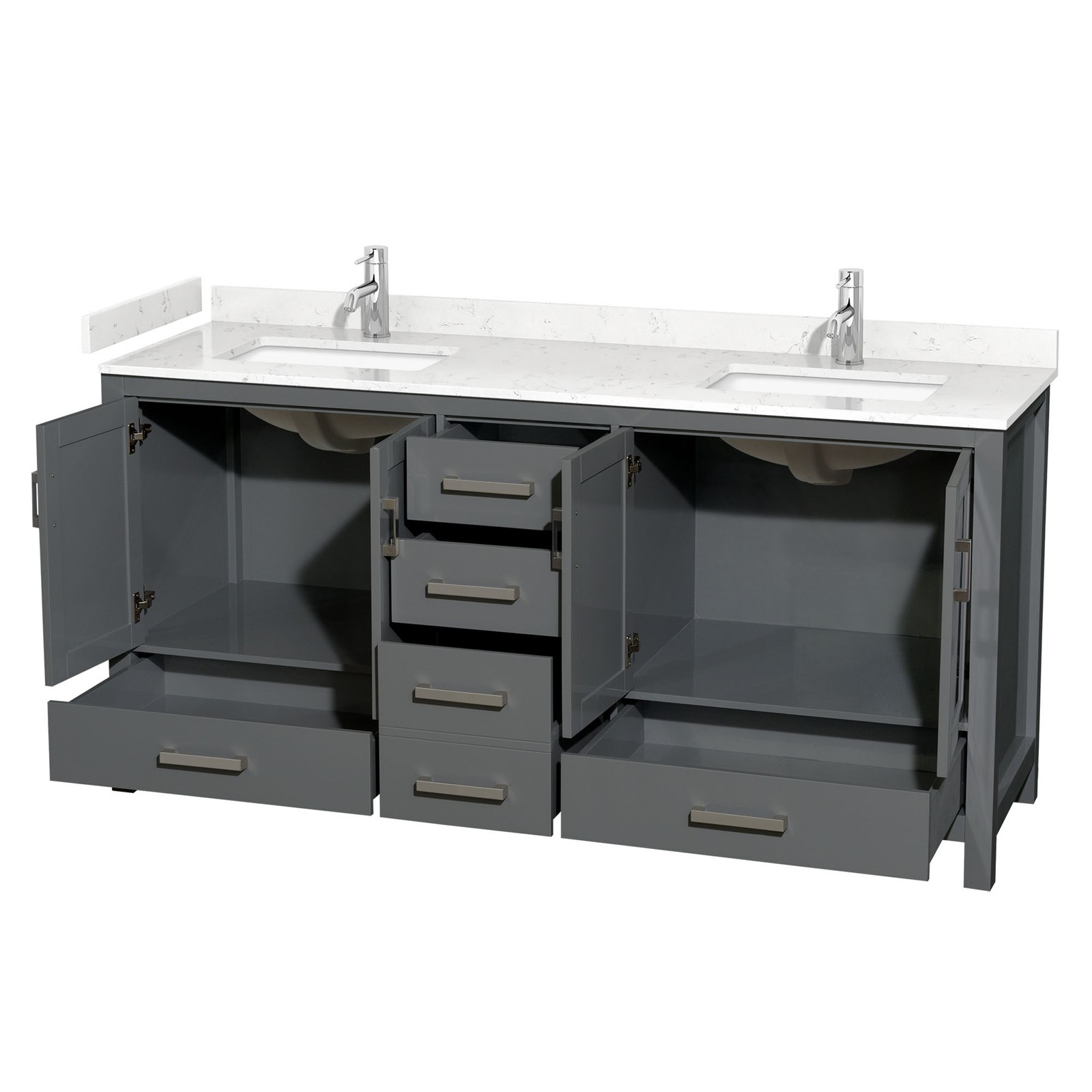 Wyndham Collection WCS141472D-VCA-MXX Sheffield 72″ – Gray / Carrara Cultured