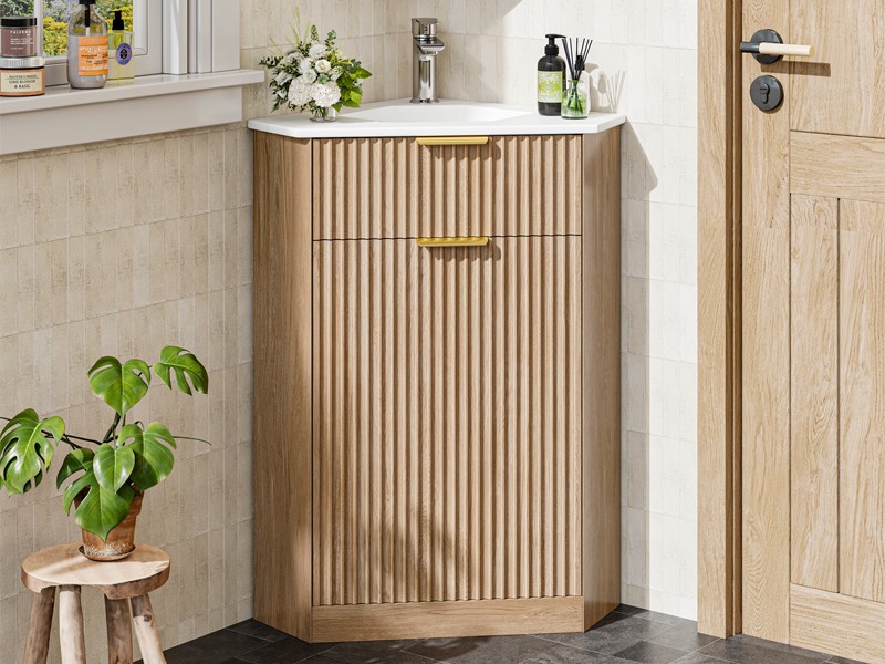 Corner Bathroom Vanity Sink Combo，Bathroom Cabinet for Small Space, Freestanding