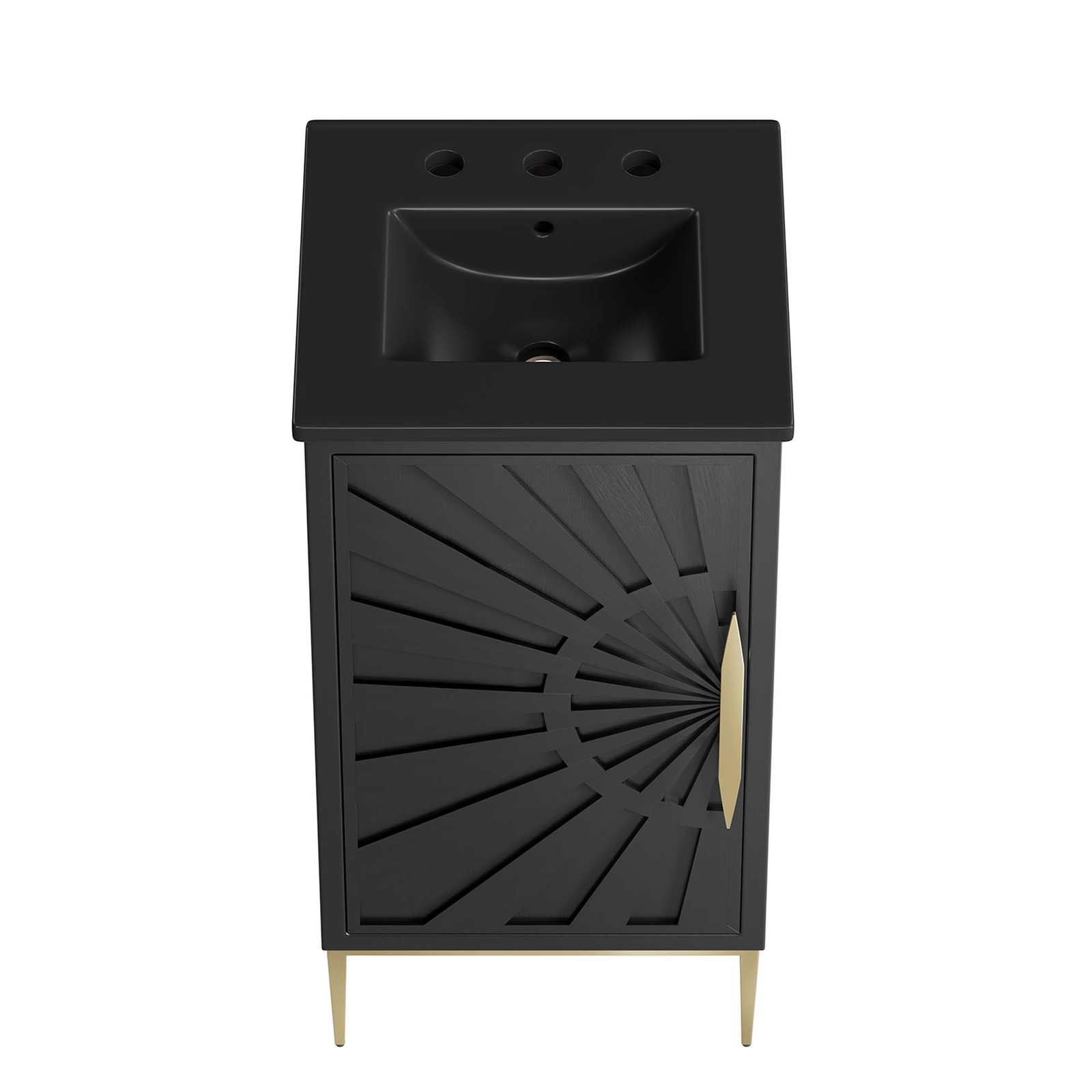 Modway Awaken 18″ Bathroom Vanity Cabinet in Black Black With Ceramic Sink Basin