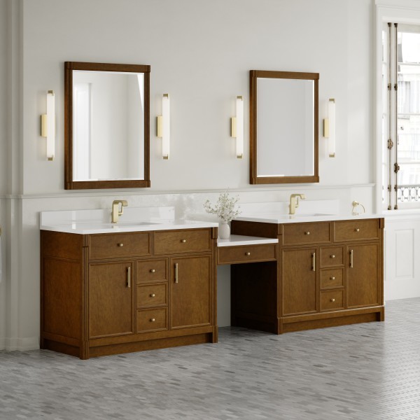 120″James Martin Bellshire 660-VMC120-HNO-1WZ Dual Vanity Cabinet White Zeus Top