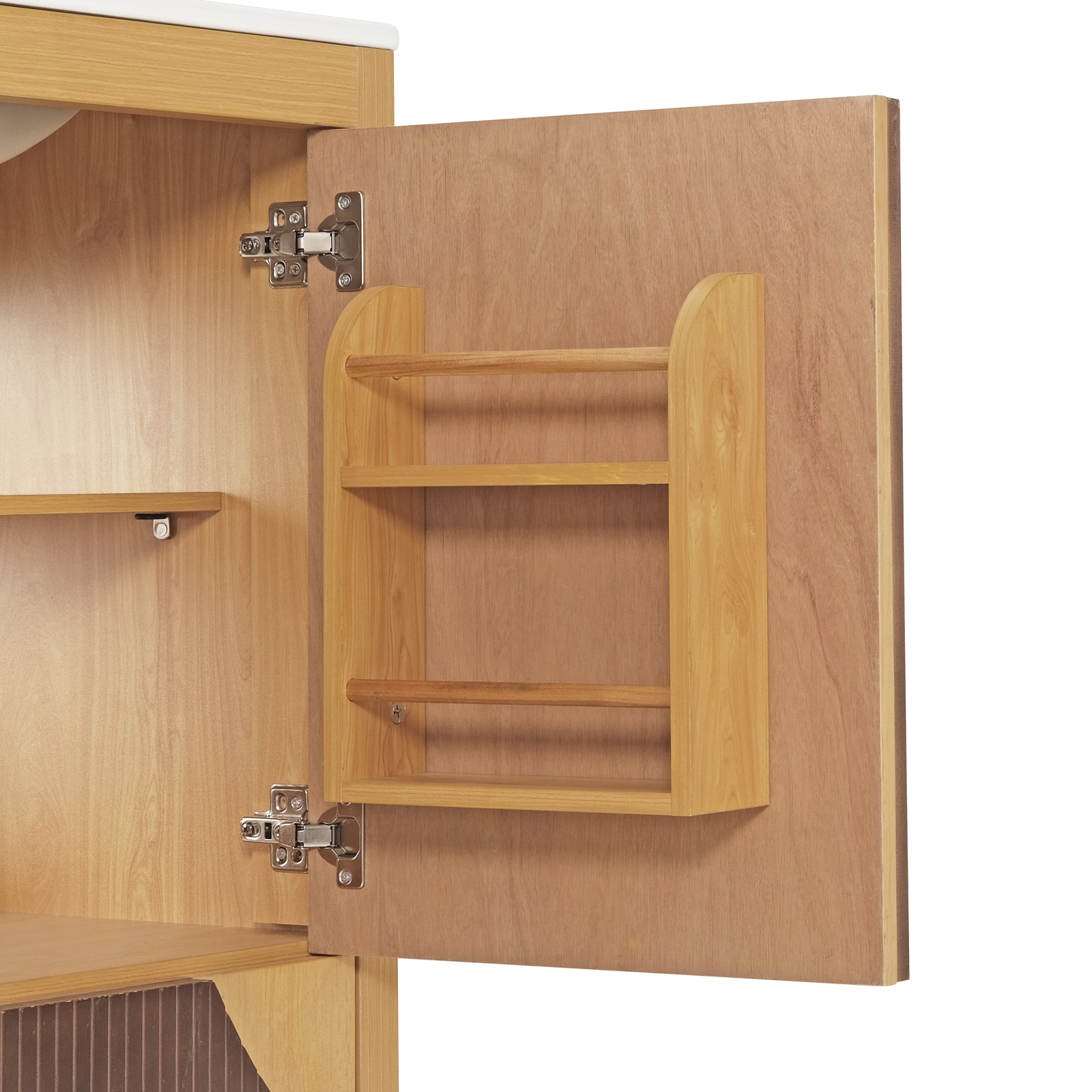 30″ Mid-Century Modern Bathroom Vanity with Sink, 3 Drawers, Solid Wood & MDF