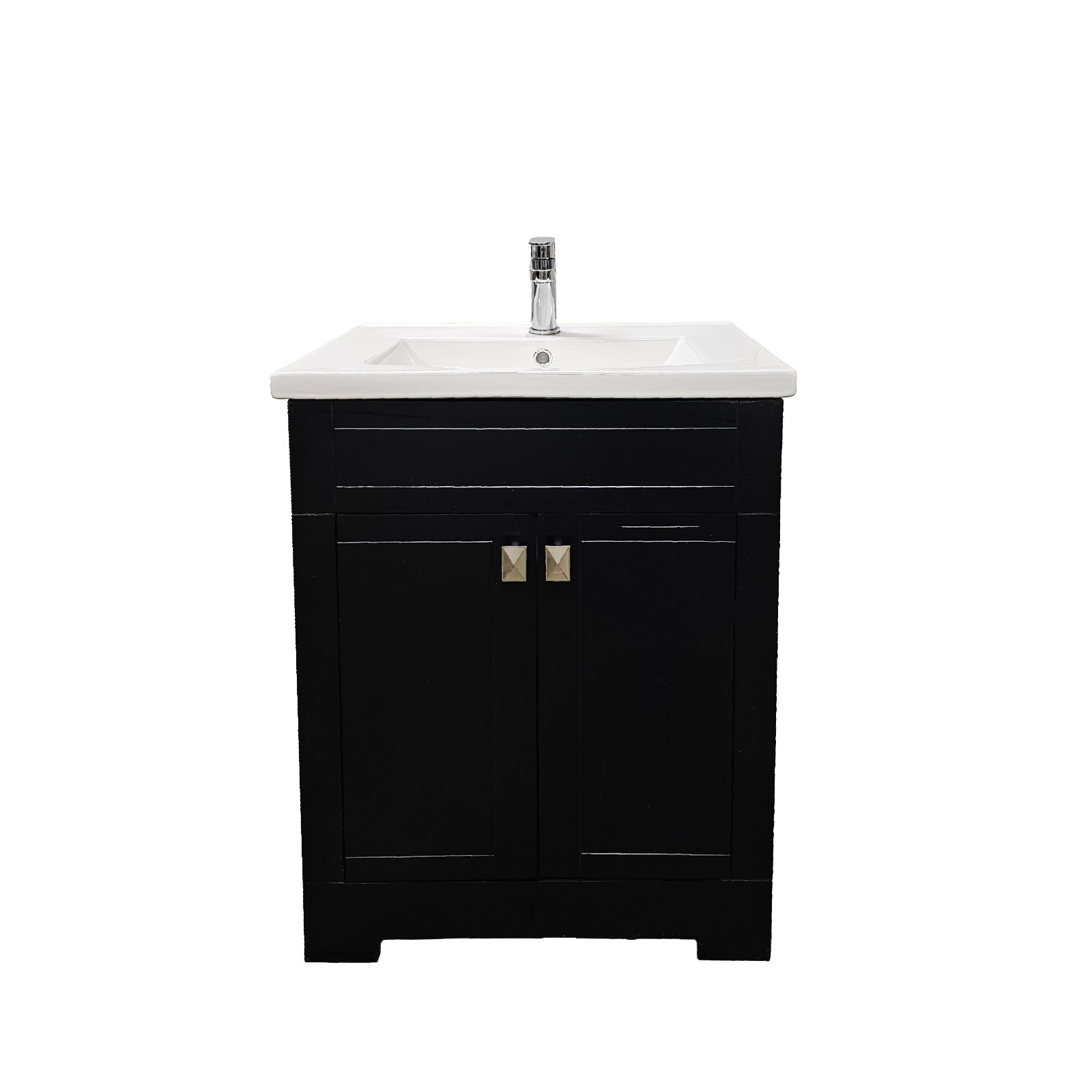 Trenta 24″ W x 19″ D x 33″ H Vanity in Black with White Ceramic Vanity Top