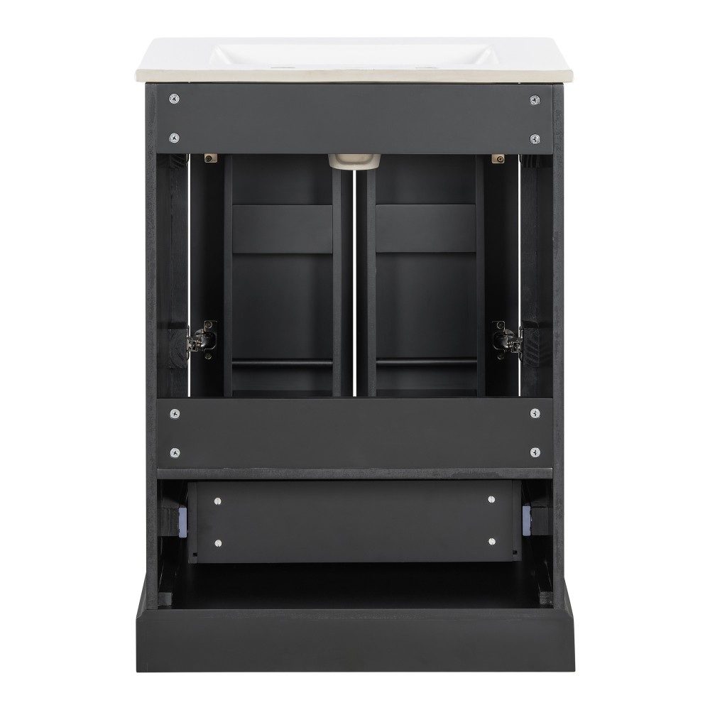 24″Bathroom Vanity with Sink MDF Cabinet with Solid Wood Frame, 1 Divided Drawer