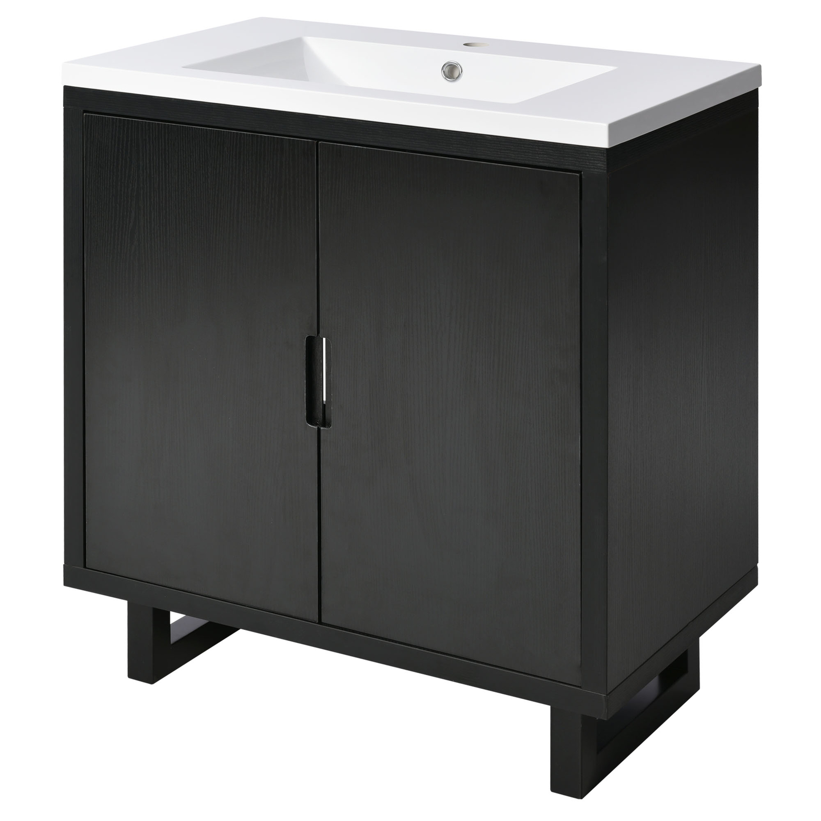 30 Inch Floor Mount Vanity Cabinet Resin Sink Bathroom Furniture Set Storage