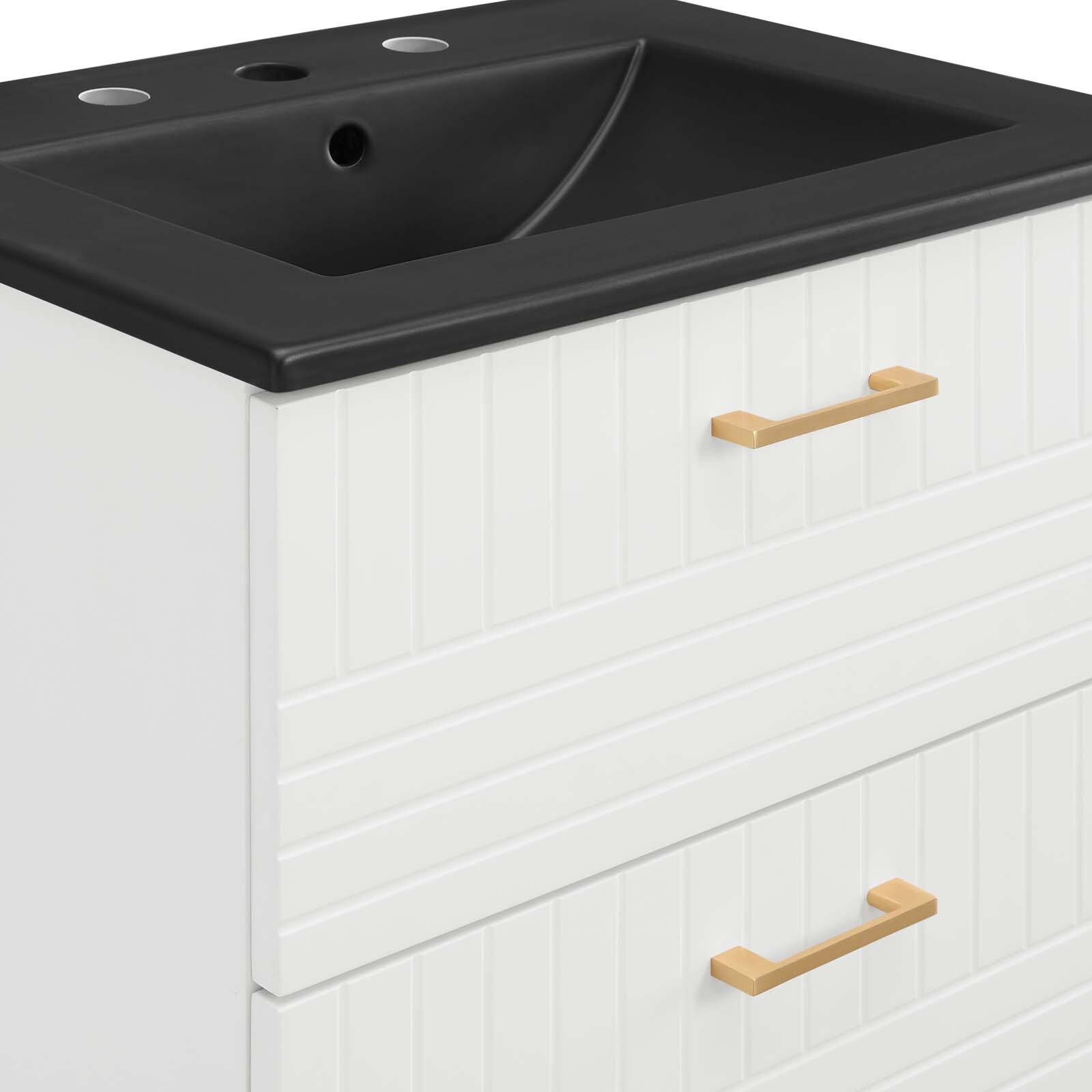 Modway Daybreak 24″ Wall-Mount Bathroom Vanity in White Black