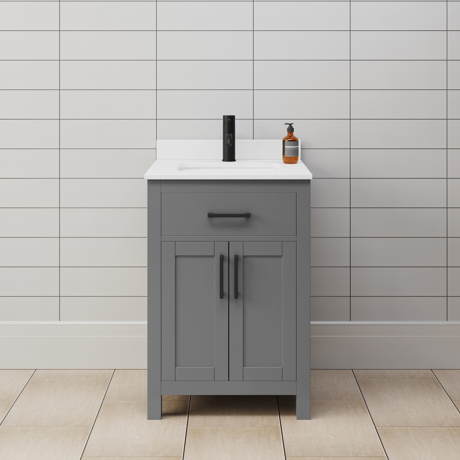 Wyndham Collection WCG242424S-VCA-MXX Beckett 24″ – Dark Gray / White Cultured