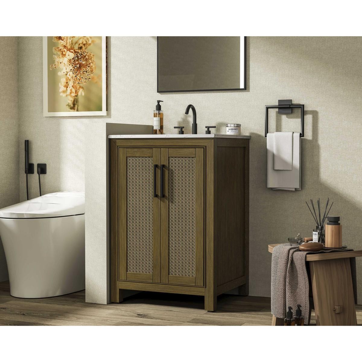 Elegant Lighting VF29524HO Alina 24 X 35 inch Hazel Oak Bathroom Vanity Cabinet