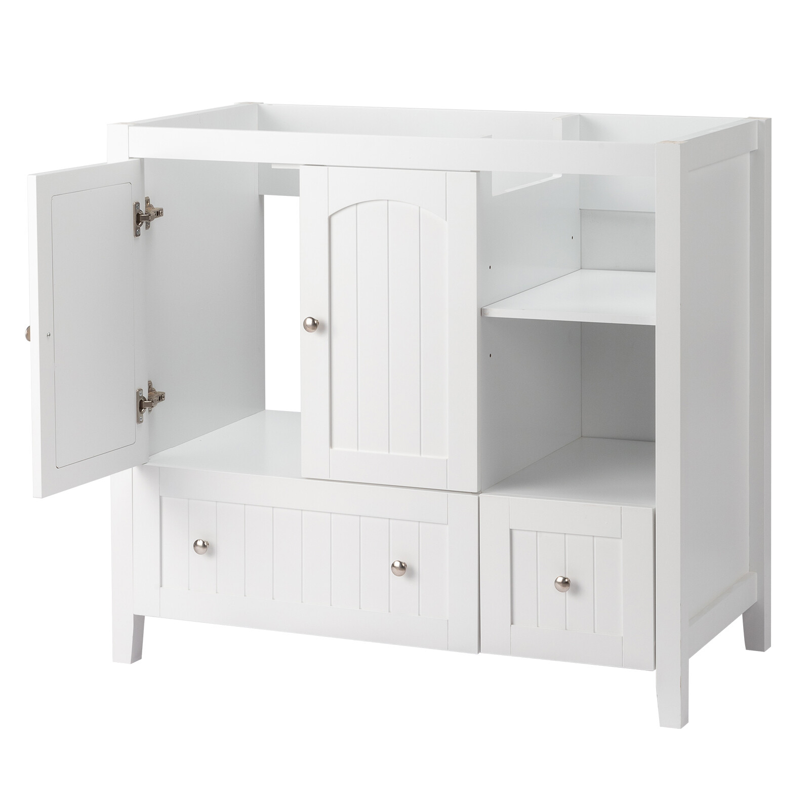 36″ Bathroom Vanity Without Sink, Wooden Storage Cabinet w/ 2 Doors & 2 Drawers