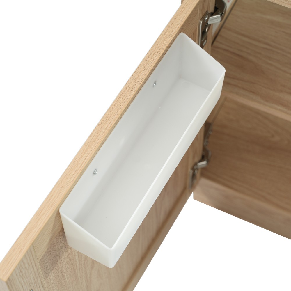 18.5 Inch Rustic Bathroom Vanity MDF Cabinet Reversible Resin Sink Adjustable