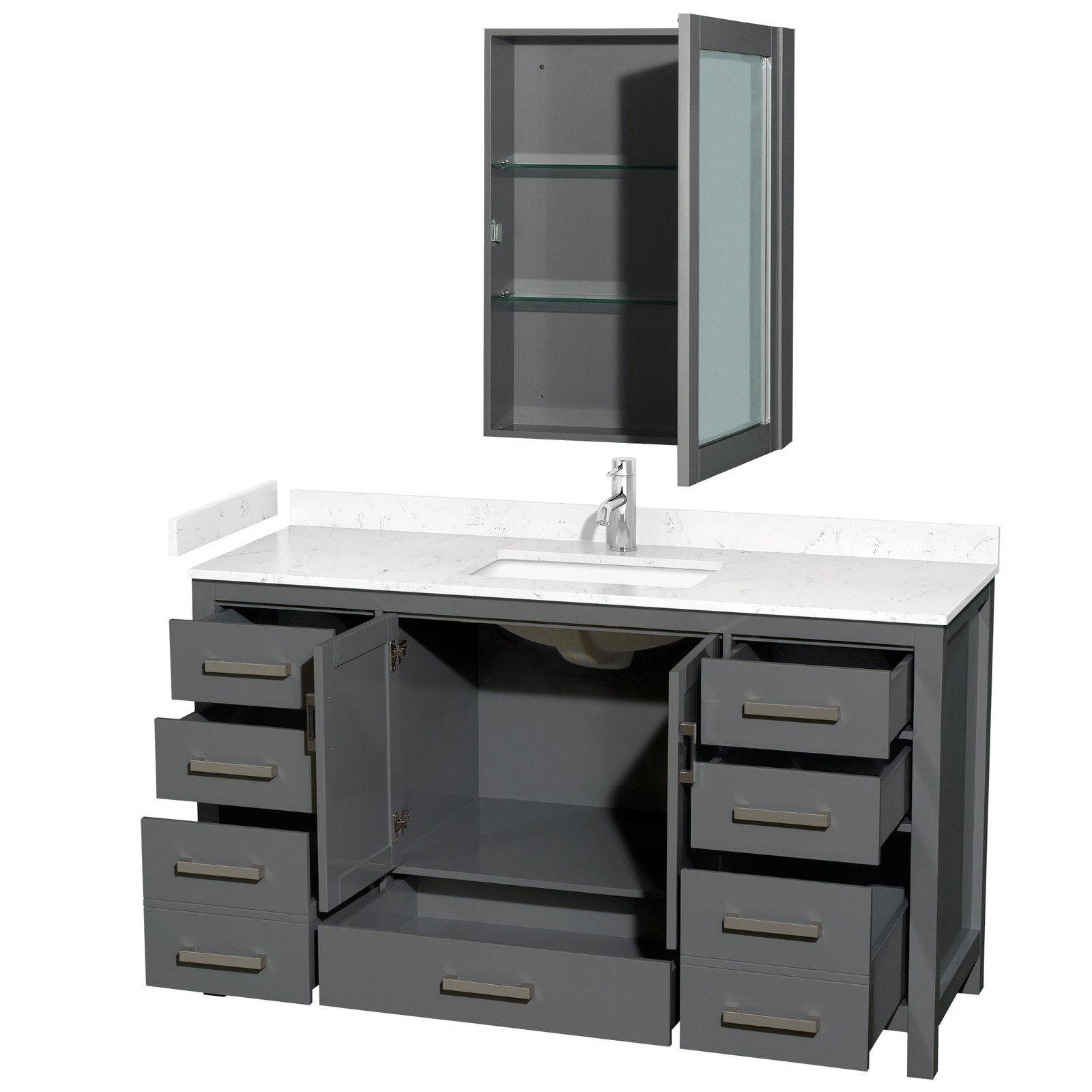 Wyndham Collection WCS141460S-VCA-MED Sheffield 60″ – White / Carrara Cultured