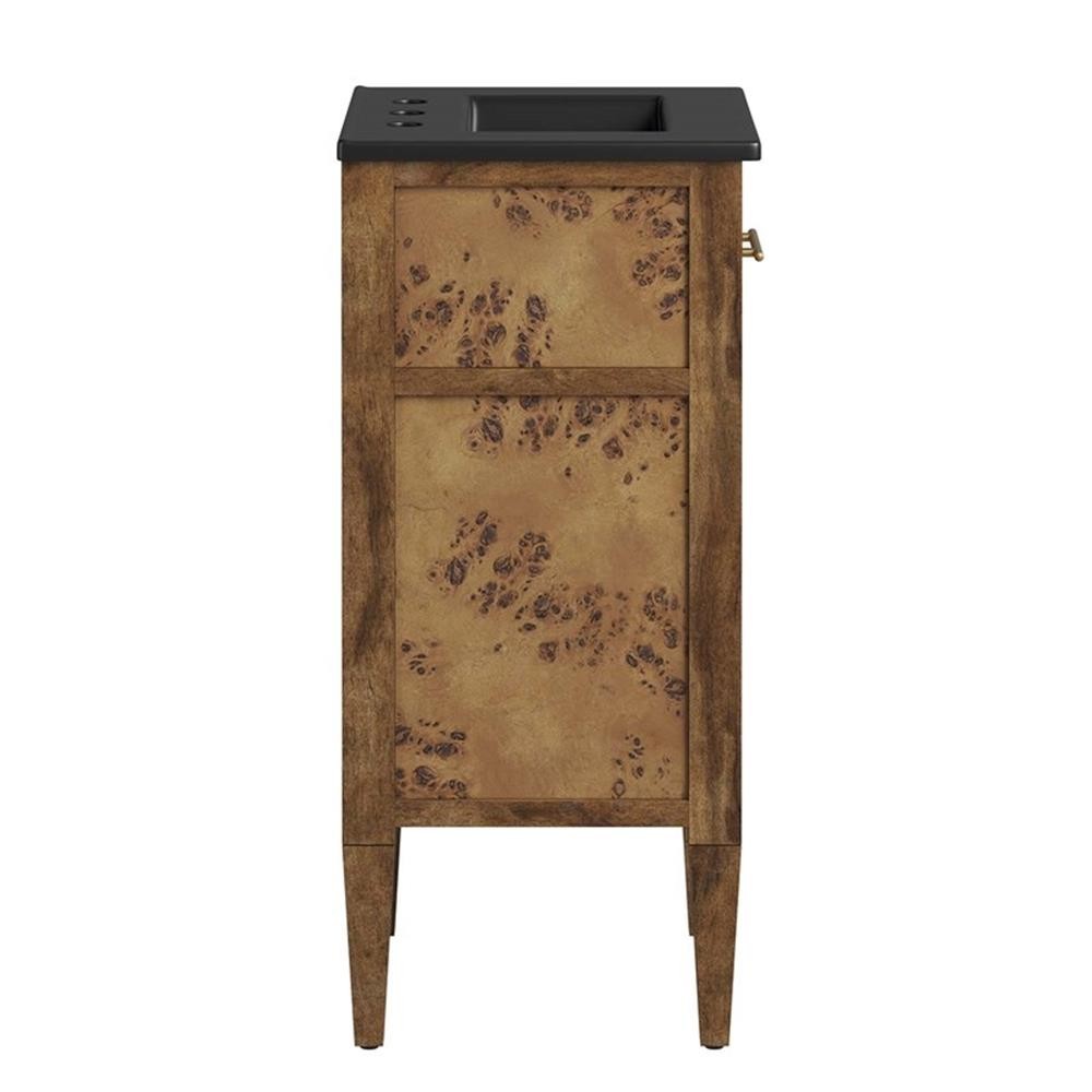 Modway Elysian 18″ Modern Wood Bathroom Vanity in Black and Brown