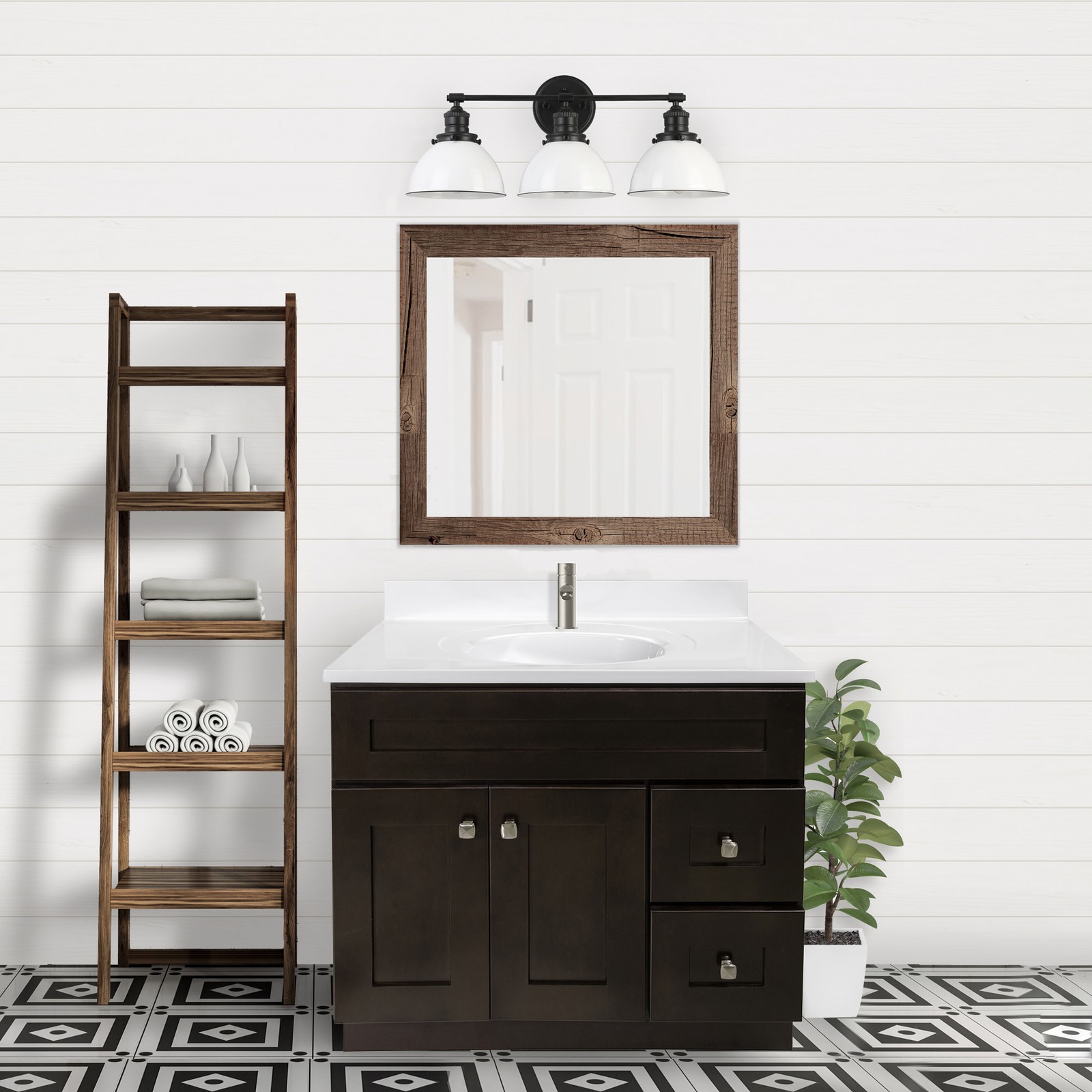 Brookings 37″ Solid Wood Vanity in Espresso with Single Hole Top Fully Assembled