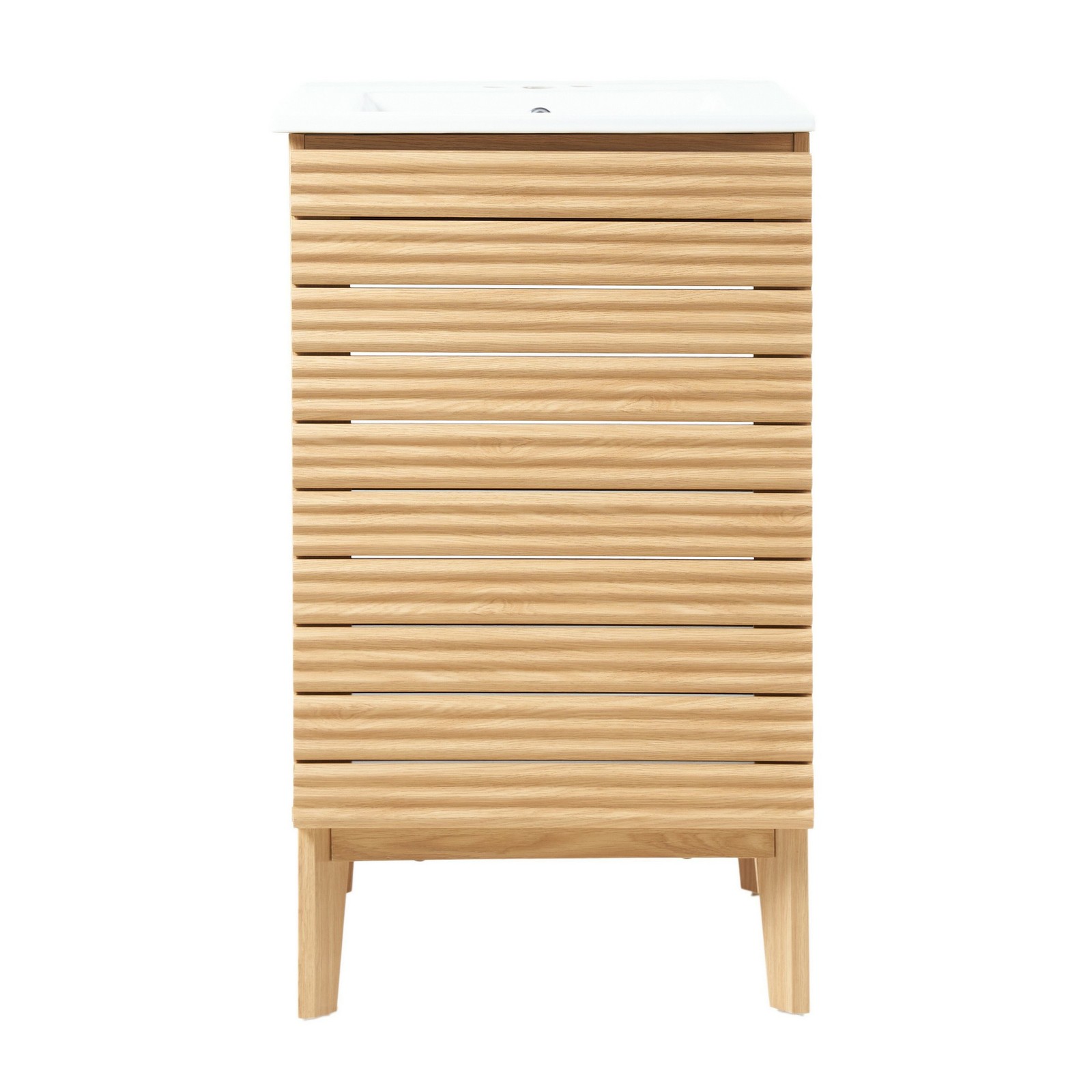 Calandre 20 in. W x 18 in. D x 33 in. H Thin Linear Slat Modern Farmhouse 2-Shel