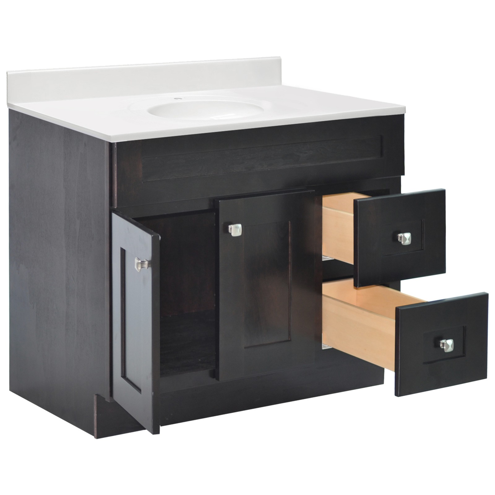 Brookings 37″ Solid Wood Vanity in Espresso with Single Hole Top Fully Assembled