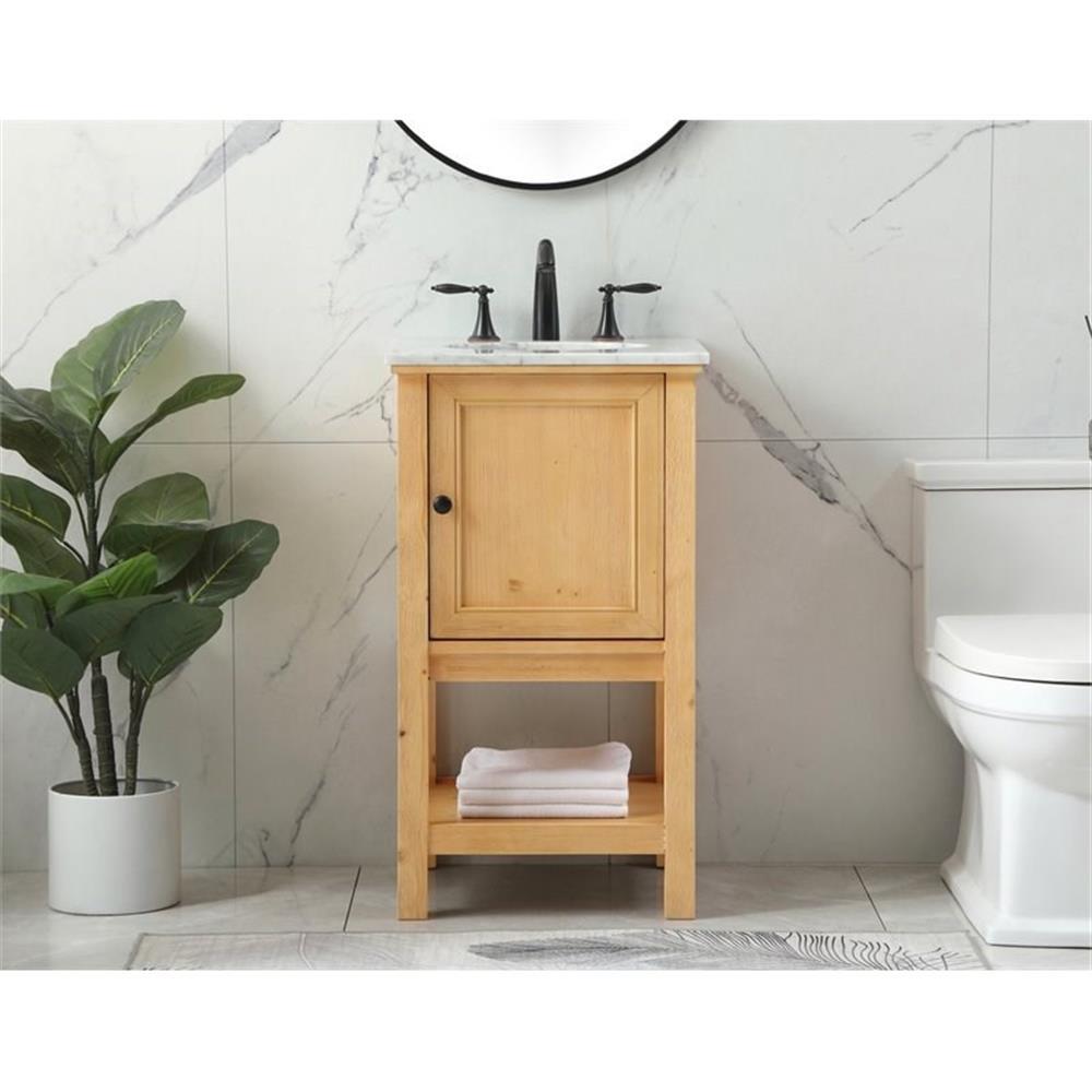 Elegant Decor Metropolis 19″ Aluminum MDF Single Bathroom Vanity in Natural Wood