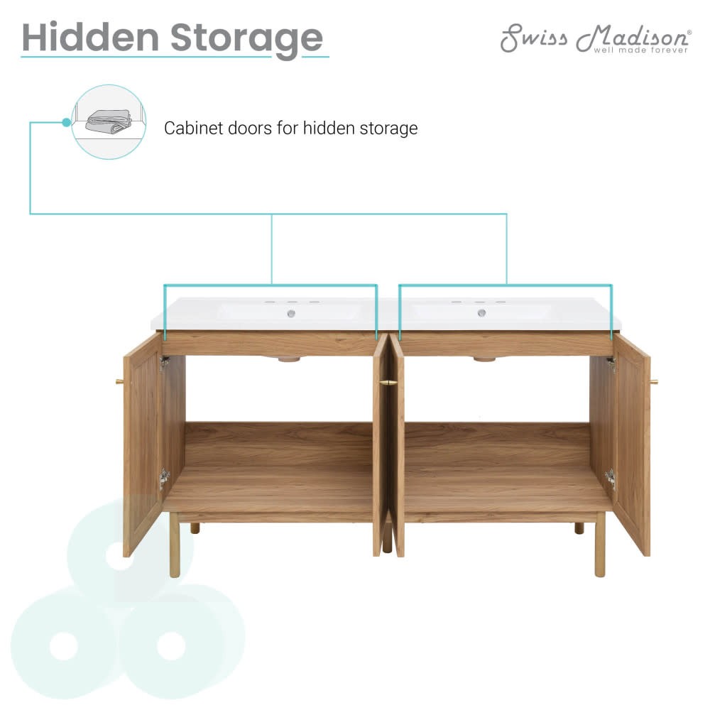 Swiss Madison SM-BV666D-3 Classe 60″ – Golden Oak / White
