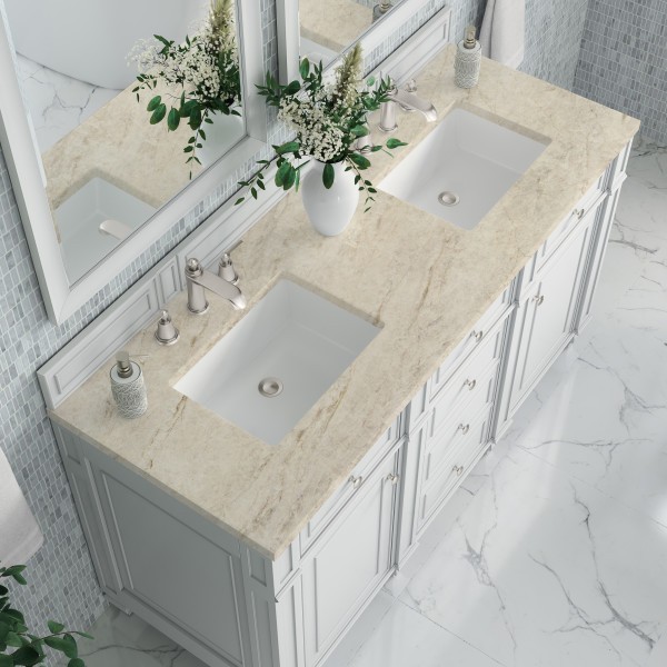 60″ James Martin Bristol 157-V60D-BW-3TJR Double Vanity Cabinet Tajnar Eclos Top