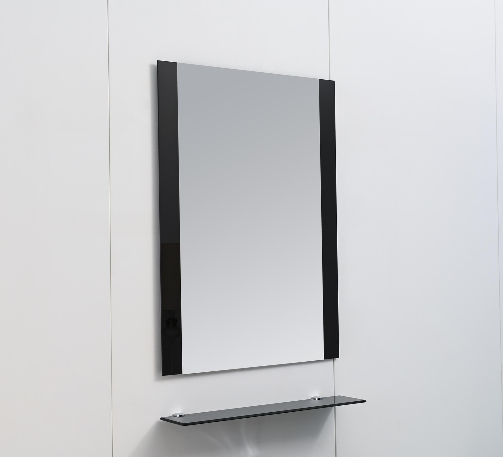 24″ Black Glass Sink Top Floating Wall mount Bathroom Vanity Set Mirror Shelves
