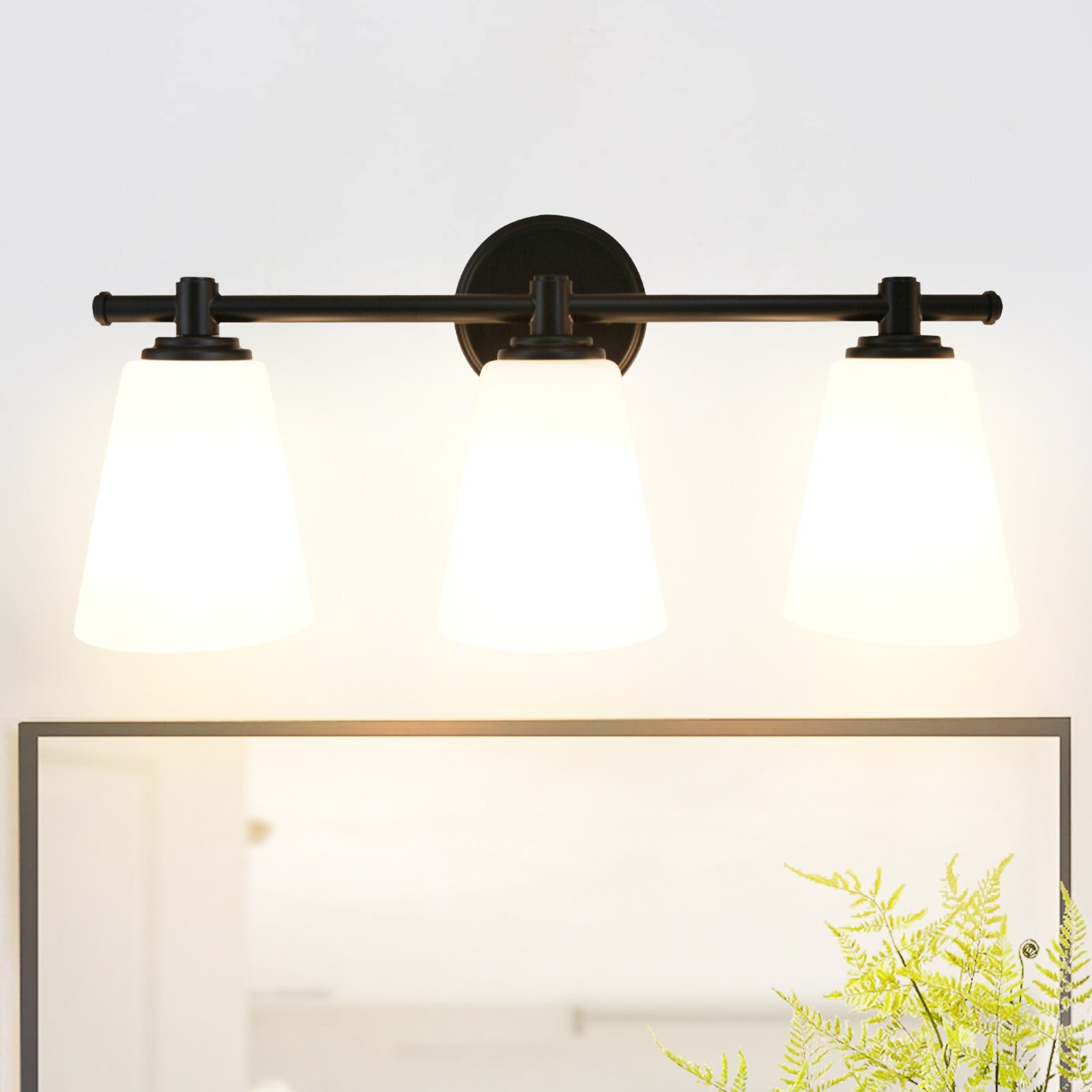 Lucere modern Vanity Wall Sconce LED 3-Light Bathroom Opal Glass shade fixtures