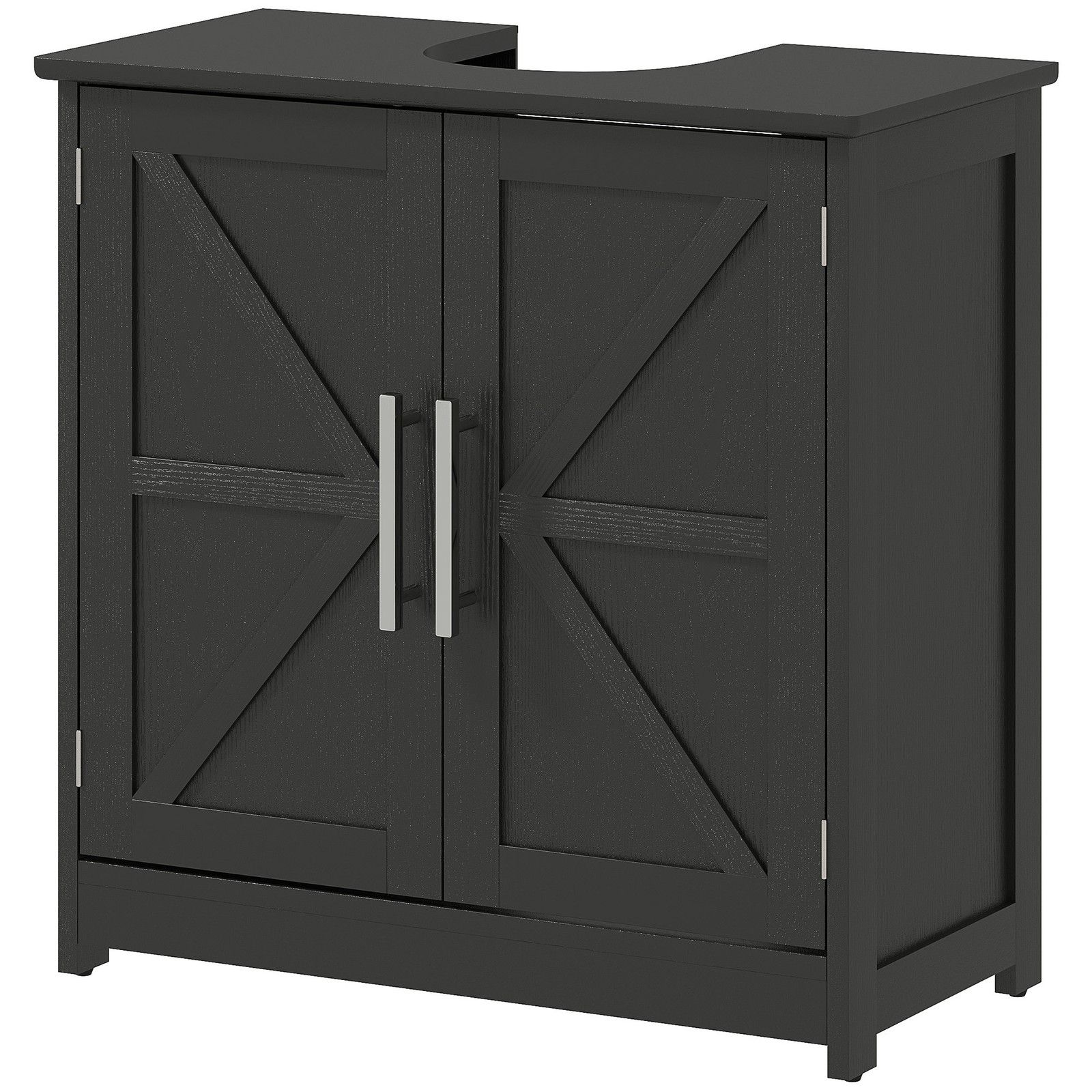 HOMCOM Pedestal Sink Storage Cabinet, Bathroom Sink Cabinet, Distressed Black