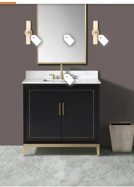 Bemma Gracie 36″ Midnight Black Lavatory Bathroom Vanity Basin Sink Vb-gr36sfm-0