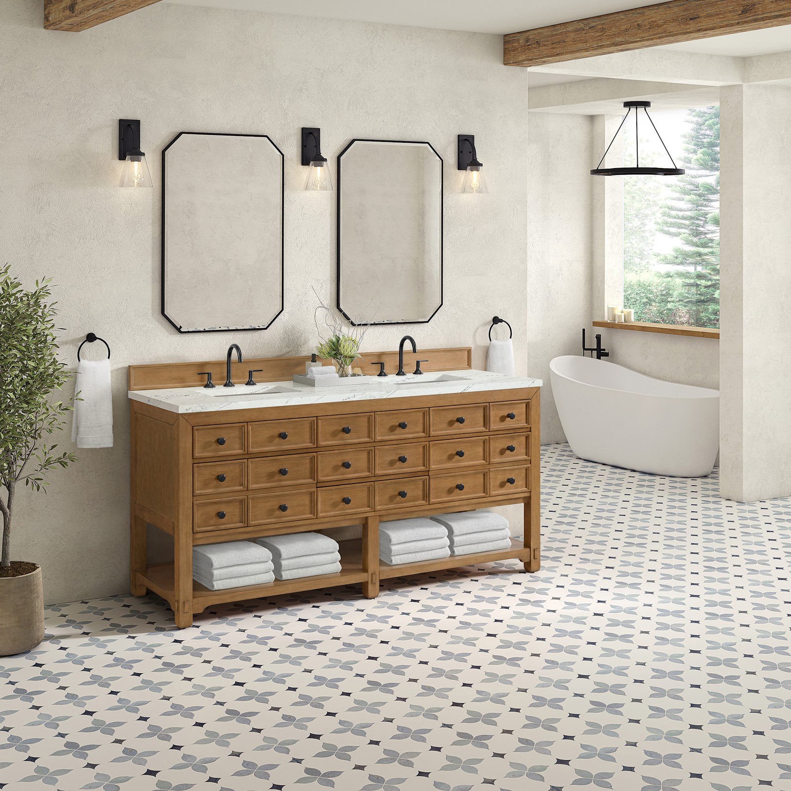 James Martin Vanities 505-V72-FENC Malibu 72″ – Amber Birch