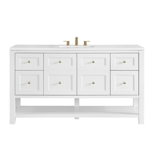 60″ James Martin Breckenridge 330-V60S-BW-3WZ Vanity Cabinet White Zeus Top