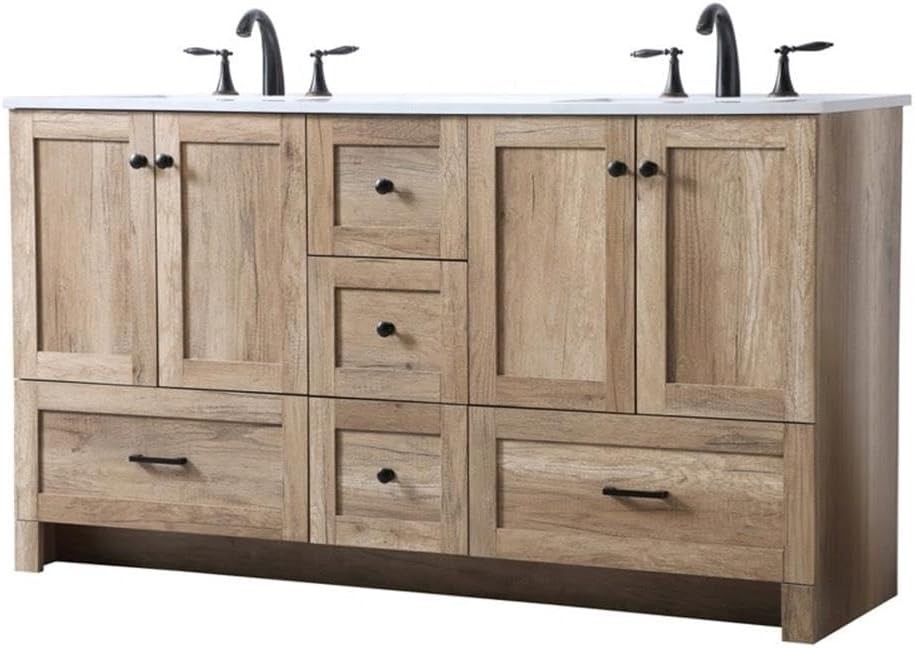 Elegant Lighting – VF2860DNT – 60 Inch Double Bathroom Vanity In Natural Oak