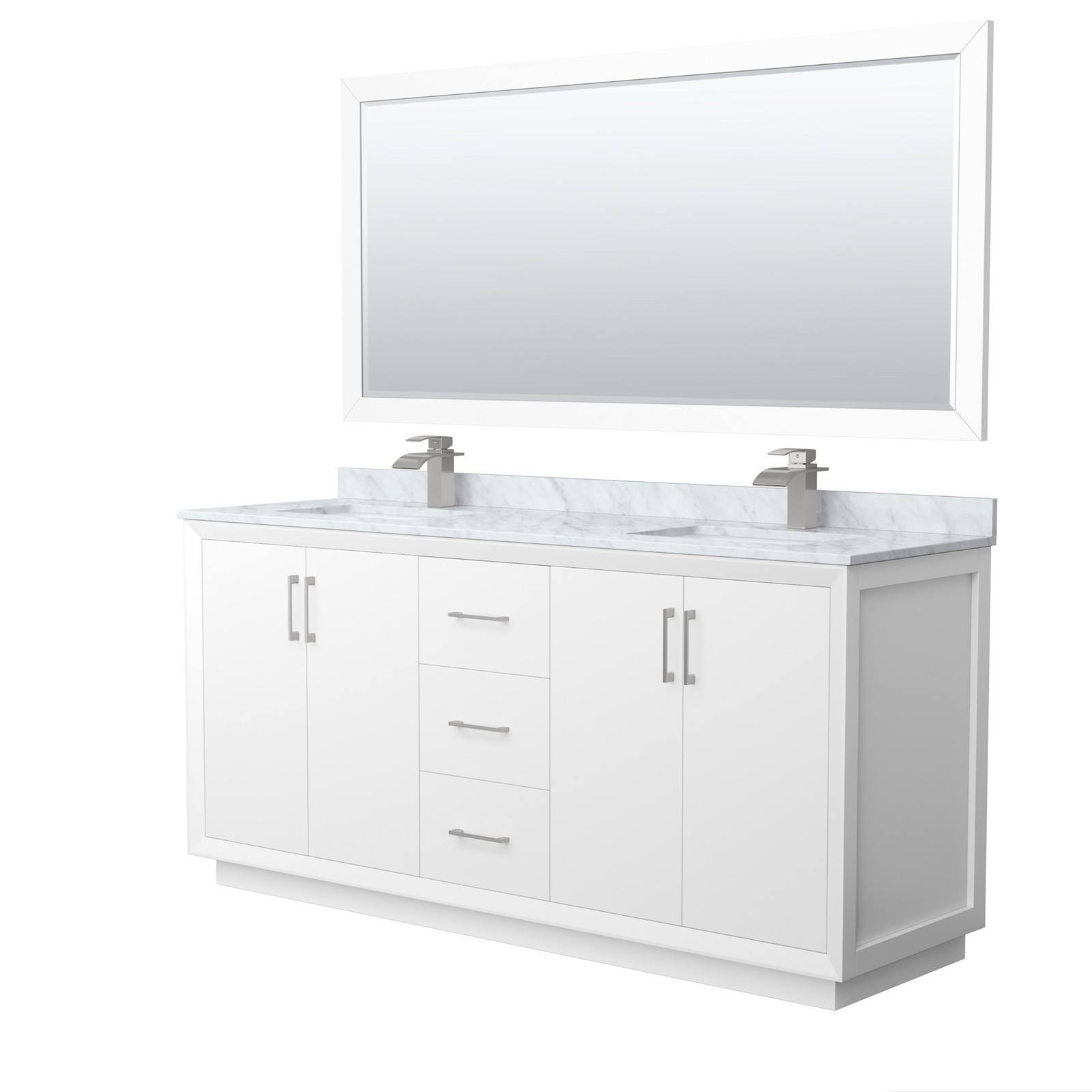 Wyndham Collection WCF414172D-NAT-UNSM70 Strada 72″ – White / Brushed Nickel
