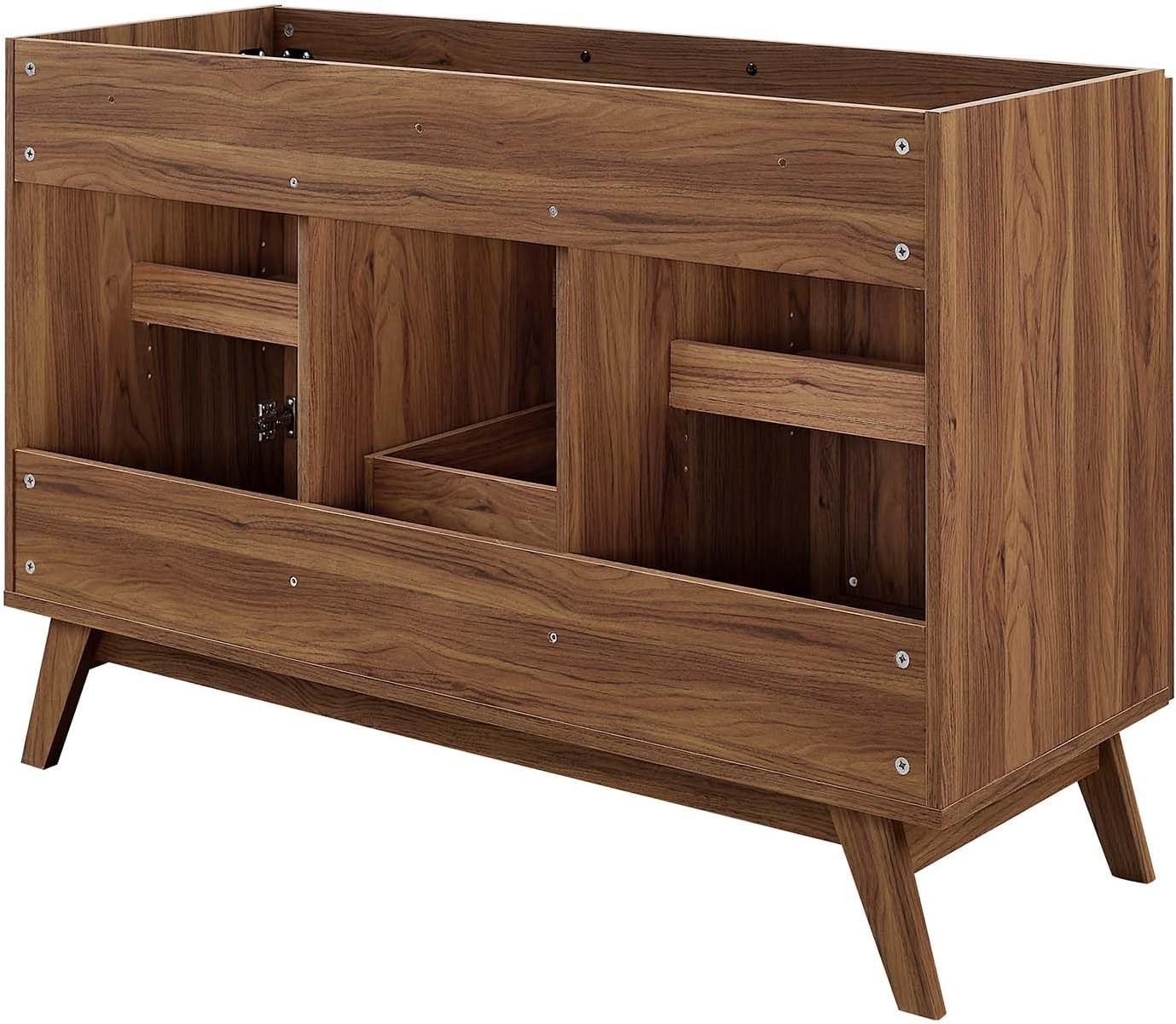 Soma Walnut Rattan Weave Bathroom Vanity Cabinet, 48” Sink Compatible