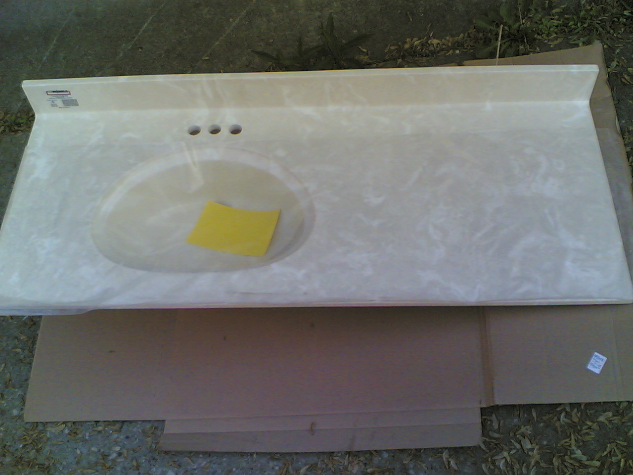 NEW ~ Bathroom Premium White-Beige CULTURED MARBLE Vanity Cabinet Top SINK 54×22