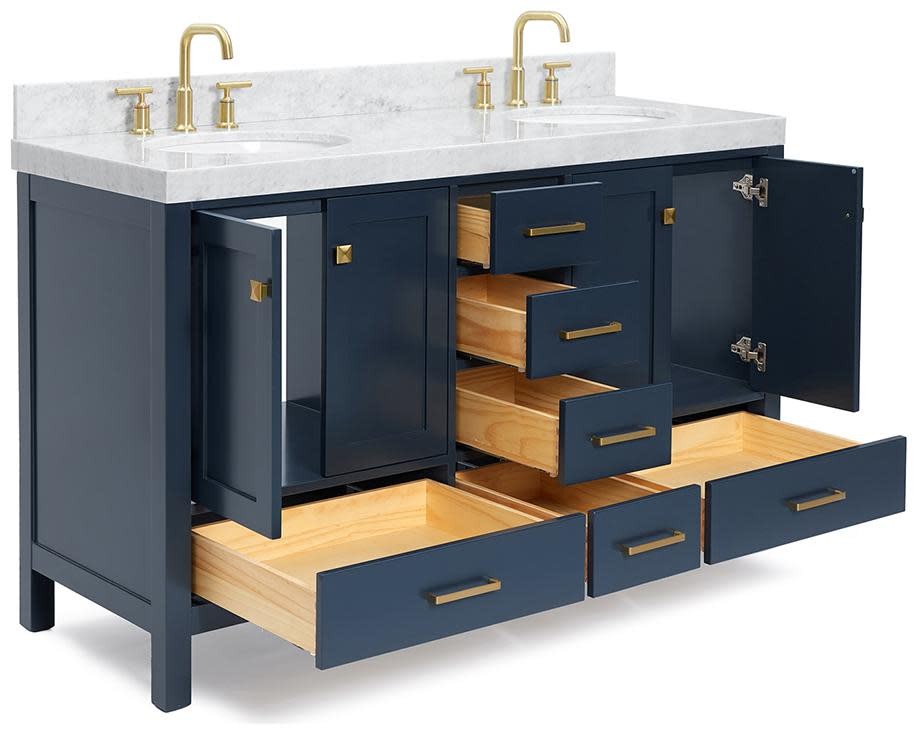 Ariel A060DCW5OVO Cambridge 60″ – Midnight Blue / Italian Carrara Marble Top /