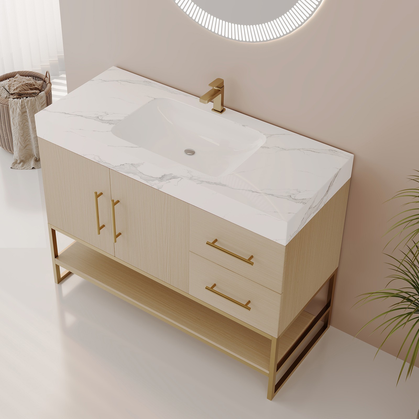 36″ Bathroom Vanity with Sintered Stone Top & Ceramic Sink
