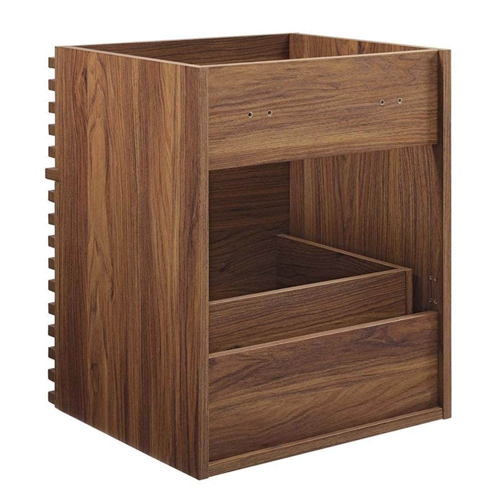 Modway Render 17″ MDF Wood Wall-Mount Bathroom Vanity Cabinet in Walnut