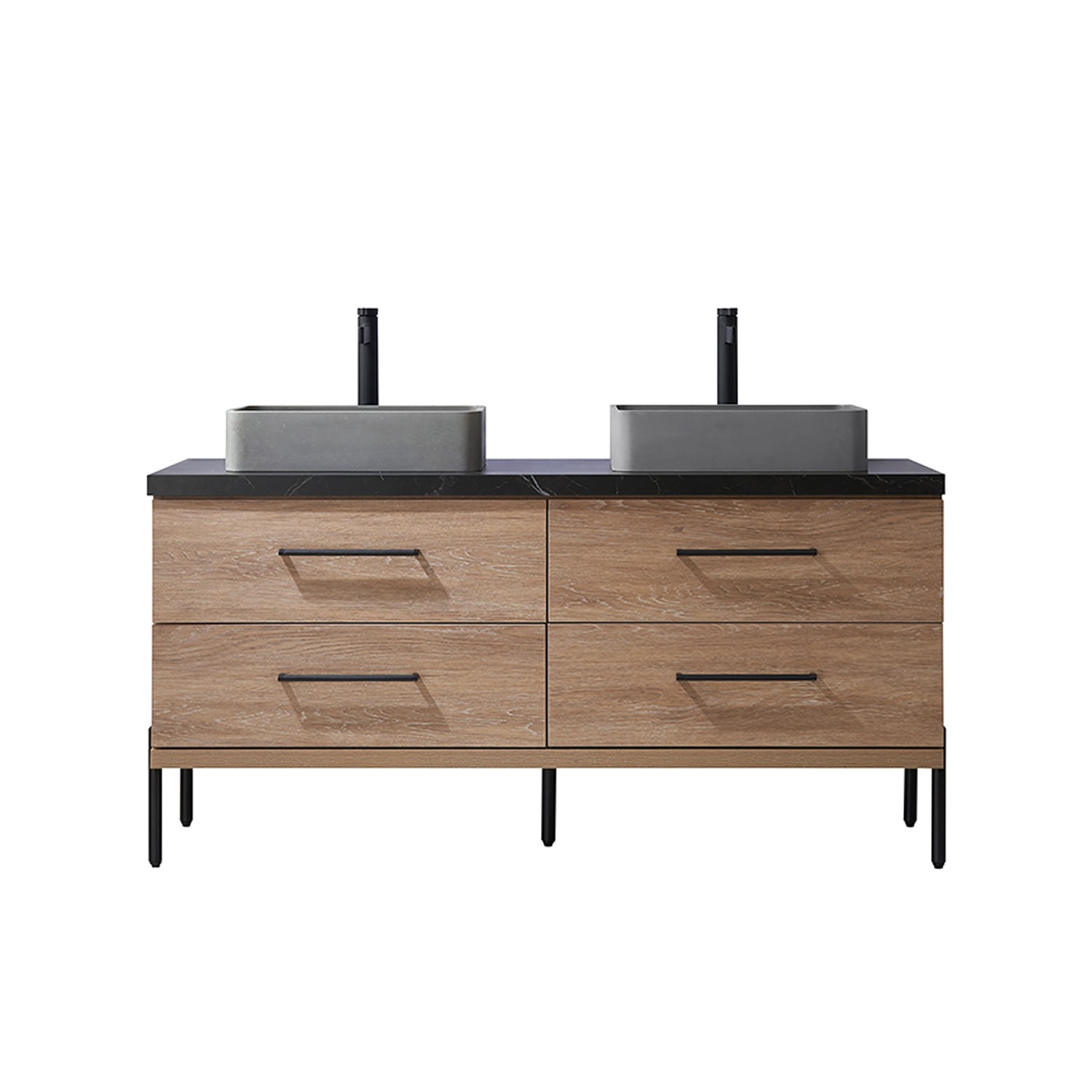 Miseno MV-NM-705160S Trento 60″ – North American Oak / Black