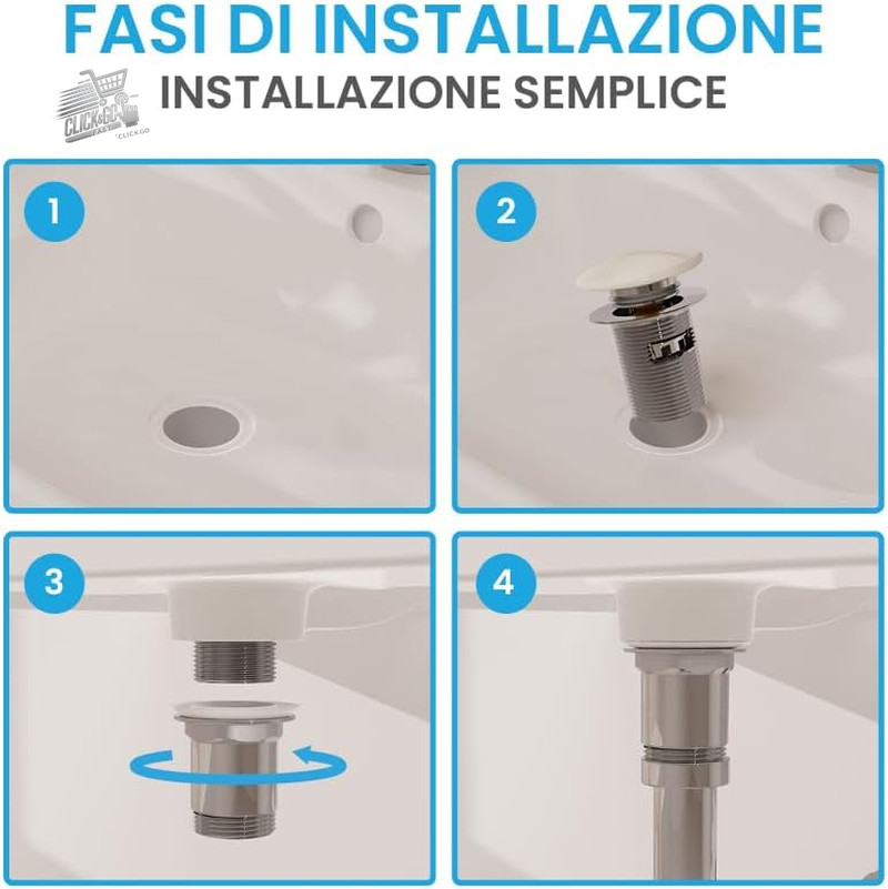Click Clack Bathroom Sink Brass Pop Up Universal Drain Overflow Bi