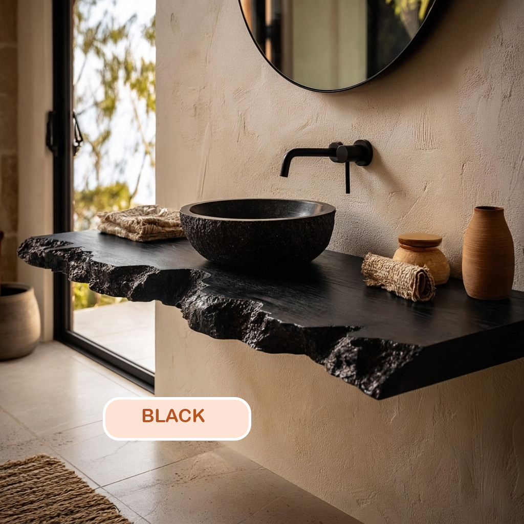 Bathroom Vanity Modern Solid Wood Live Edge Floating Sink Counter Bathroom